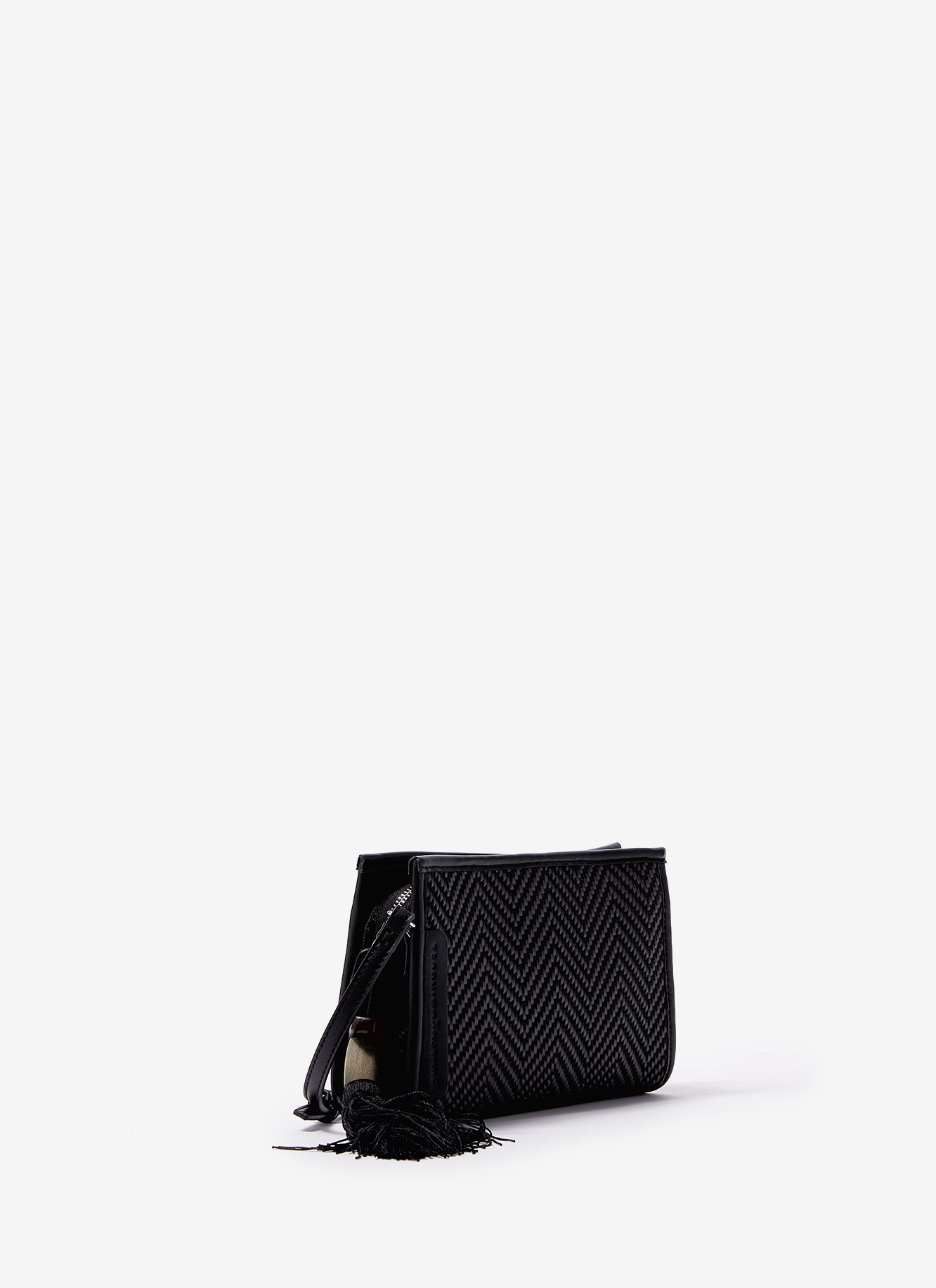 Mini crossbody bag with raffia finish image number 1