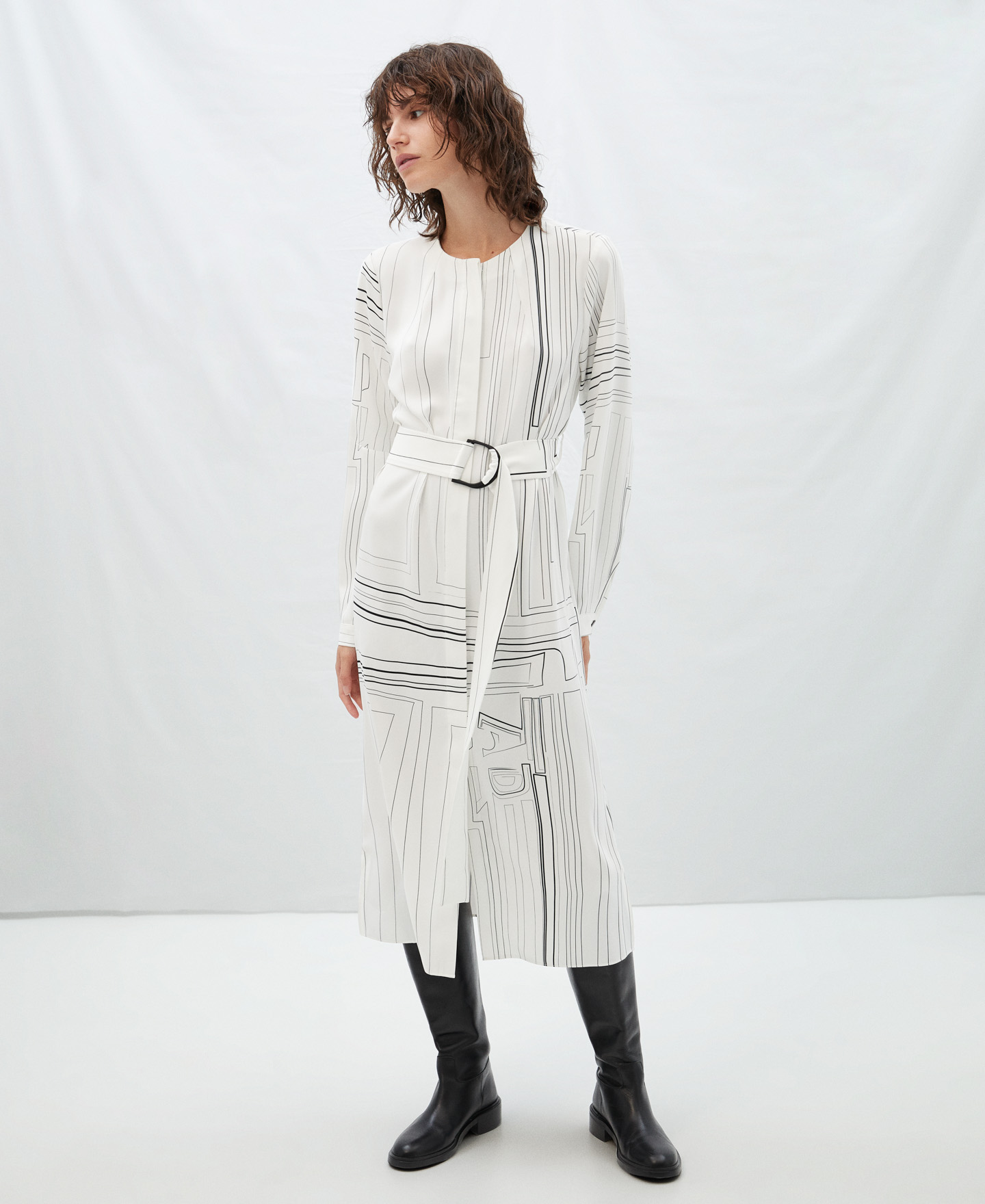 Printed shirt dress image number 0