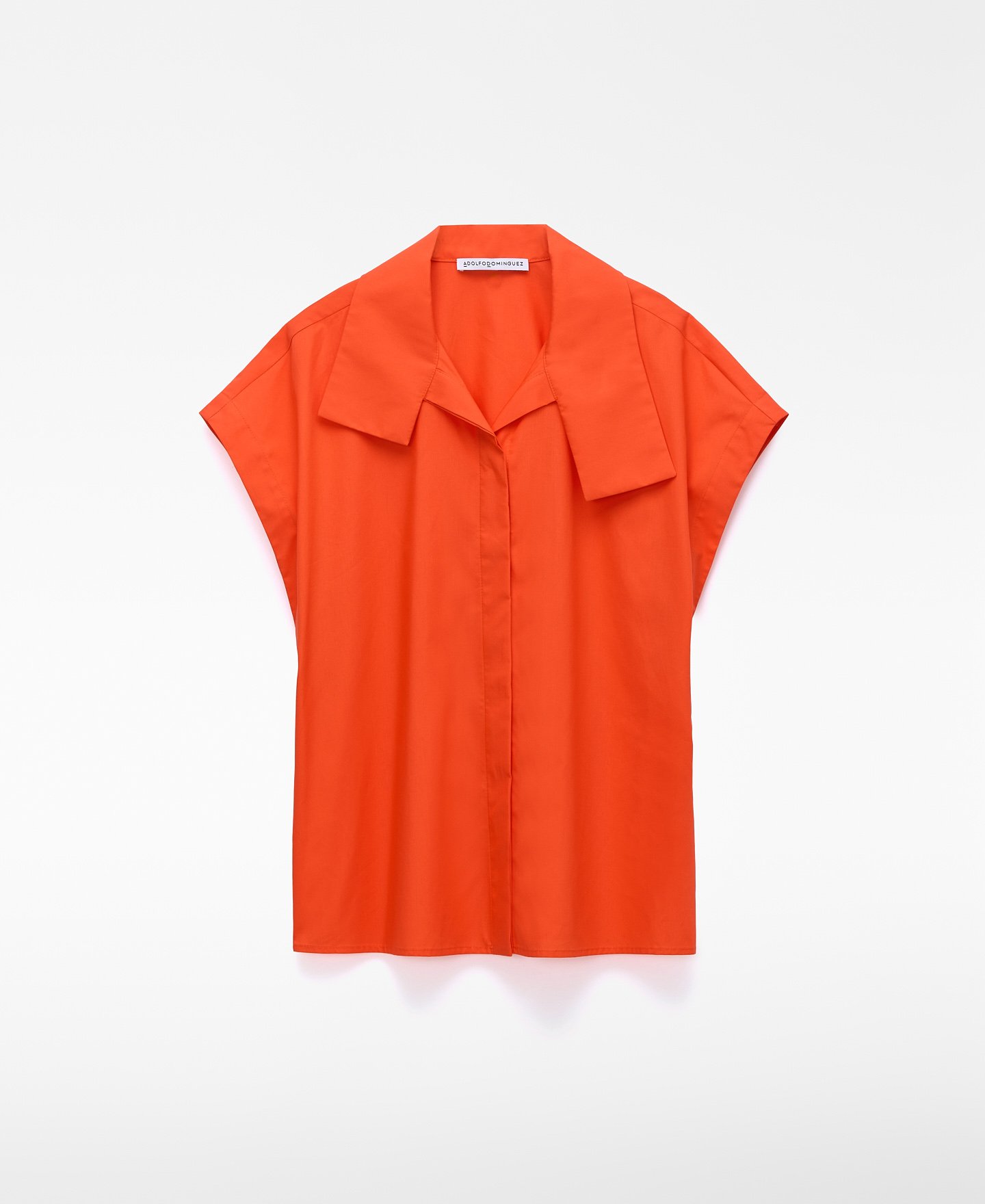 Open band collar straight shirt image number 4