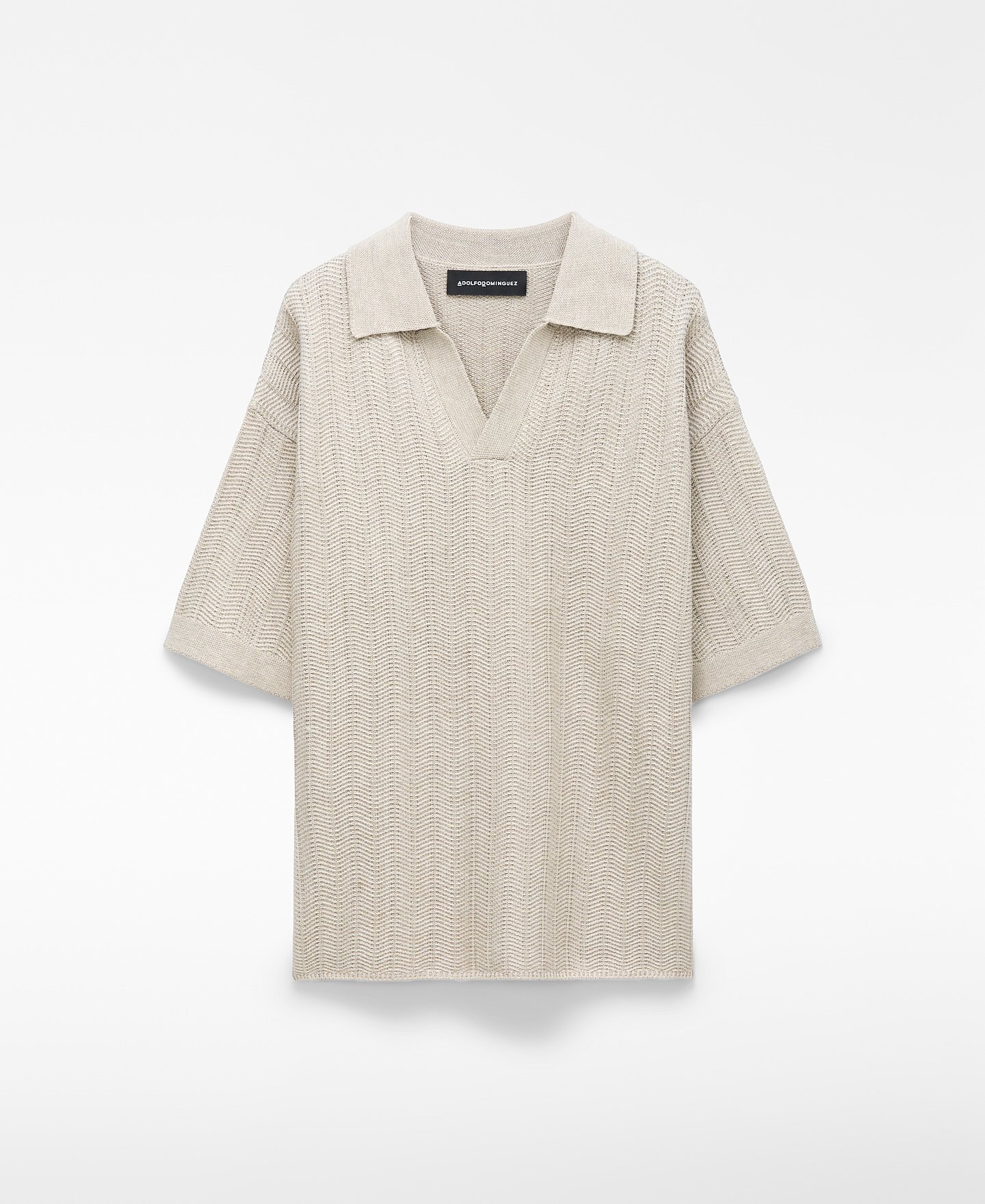 Raffia texture oversize polo shirt image number 4