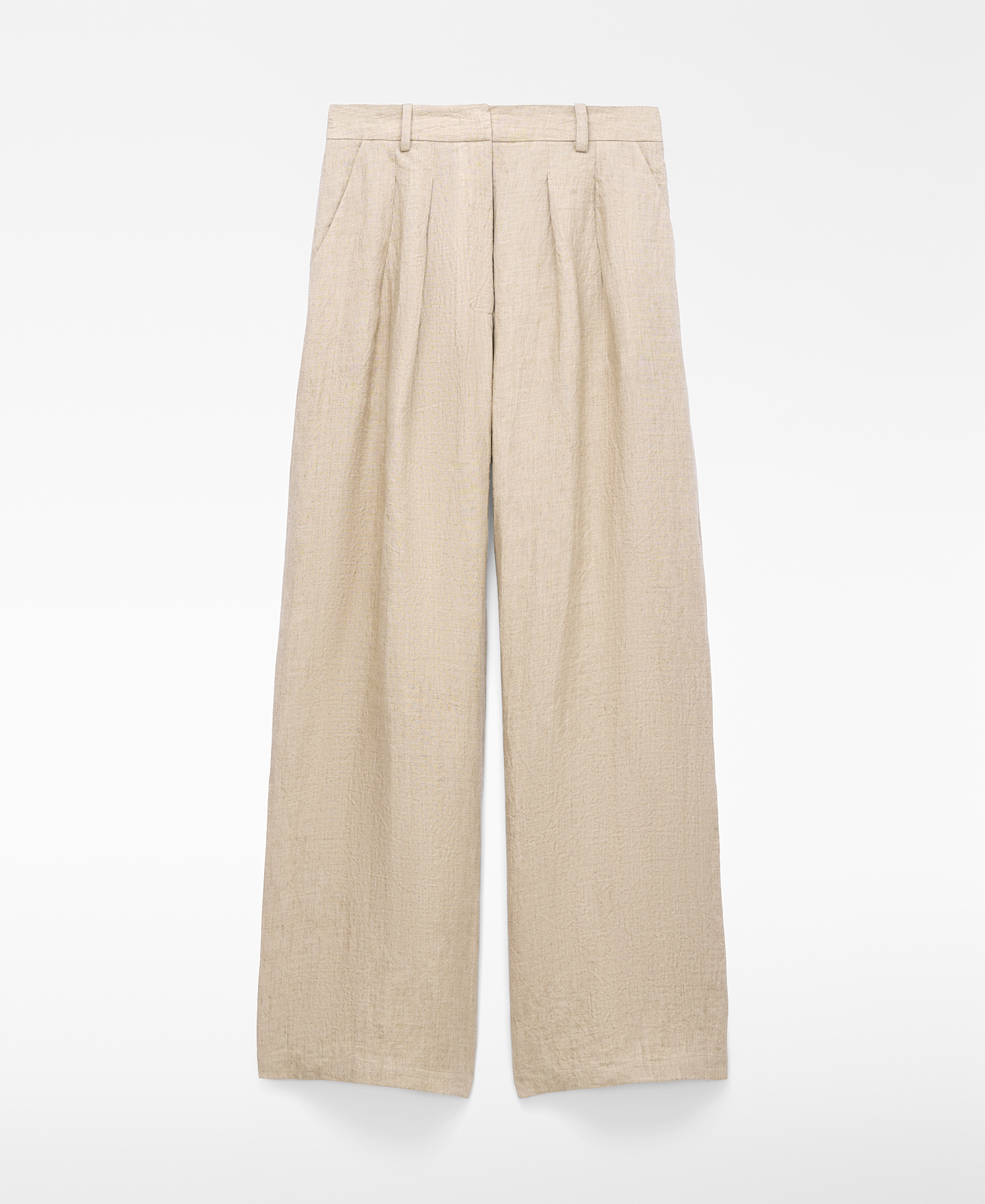 Linen wide-leg double-pleated trousers image number 6