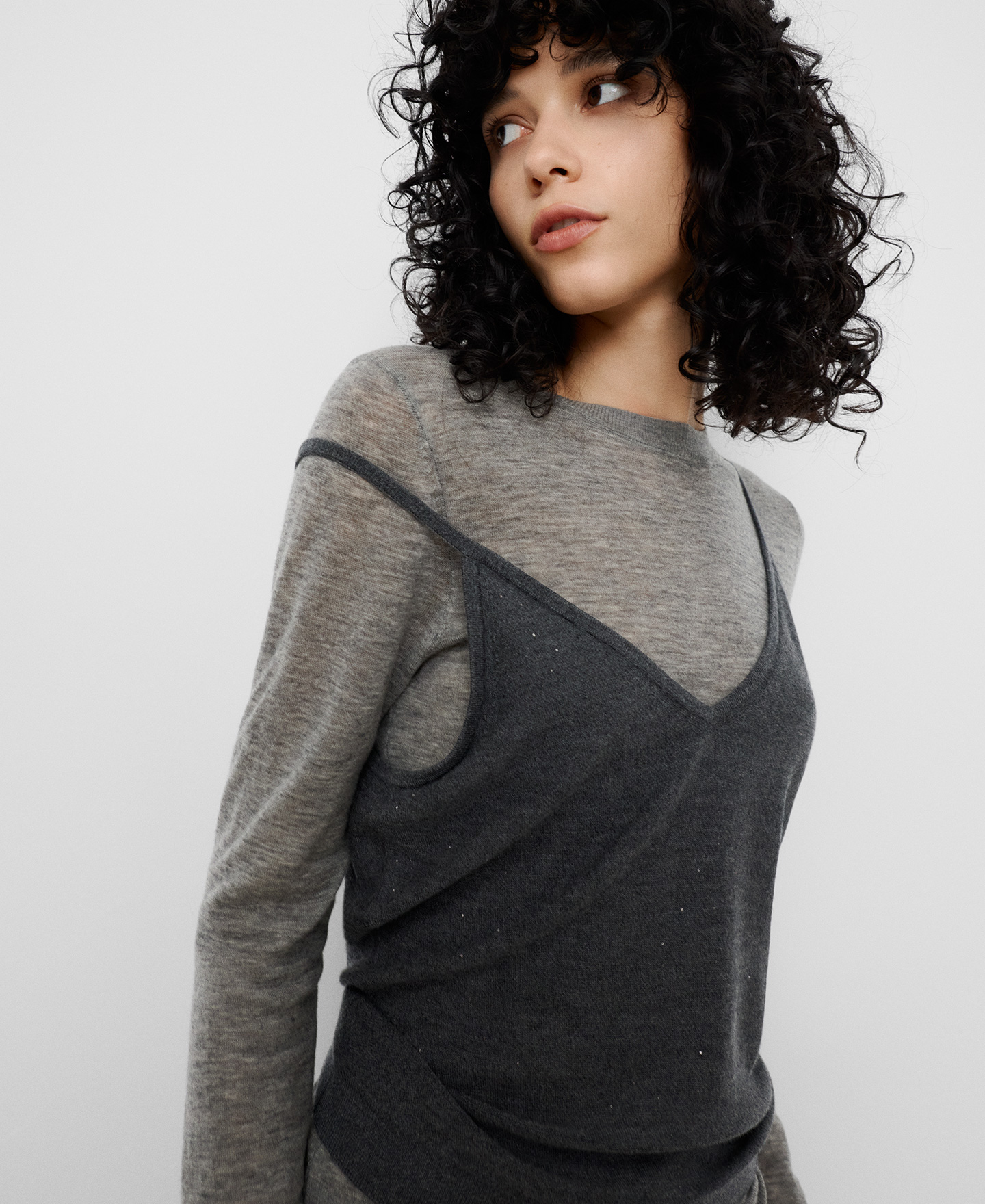 Merino wool top with micro sequins image number 3