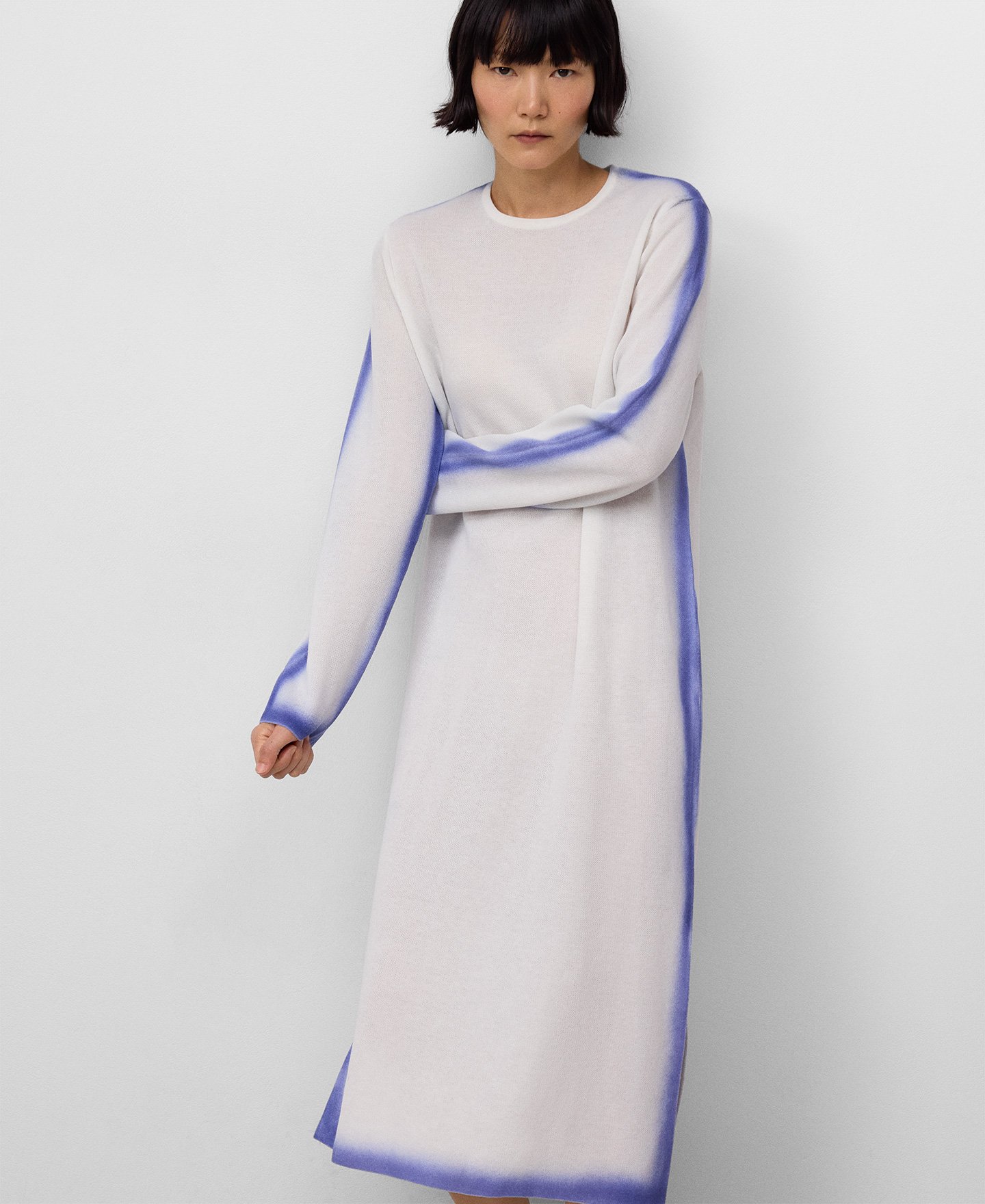 Vestido punto efecto spray mujer image number 0