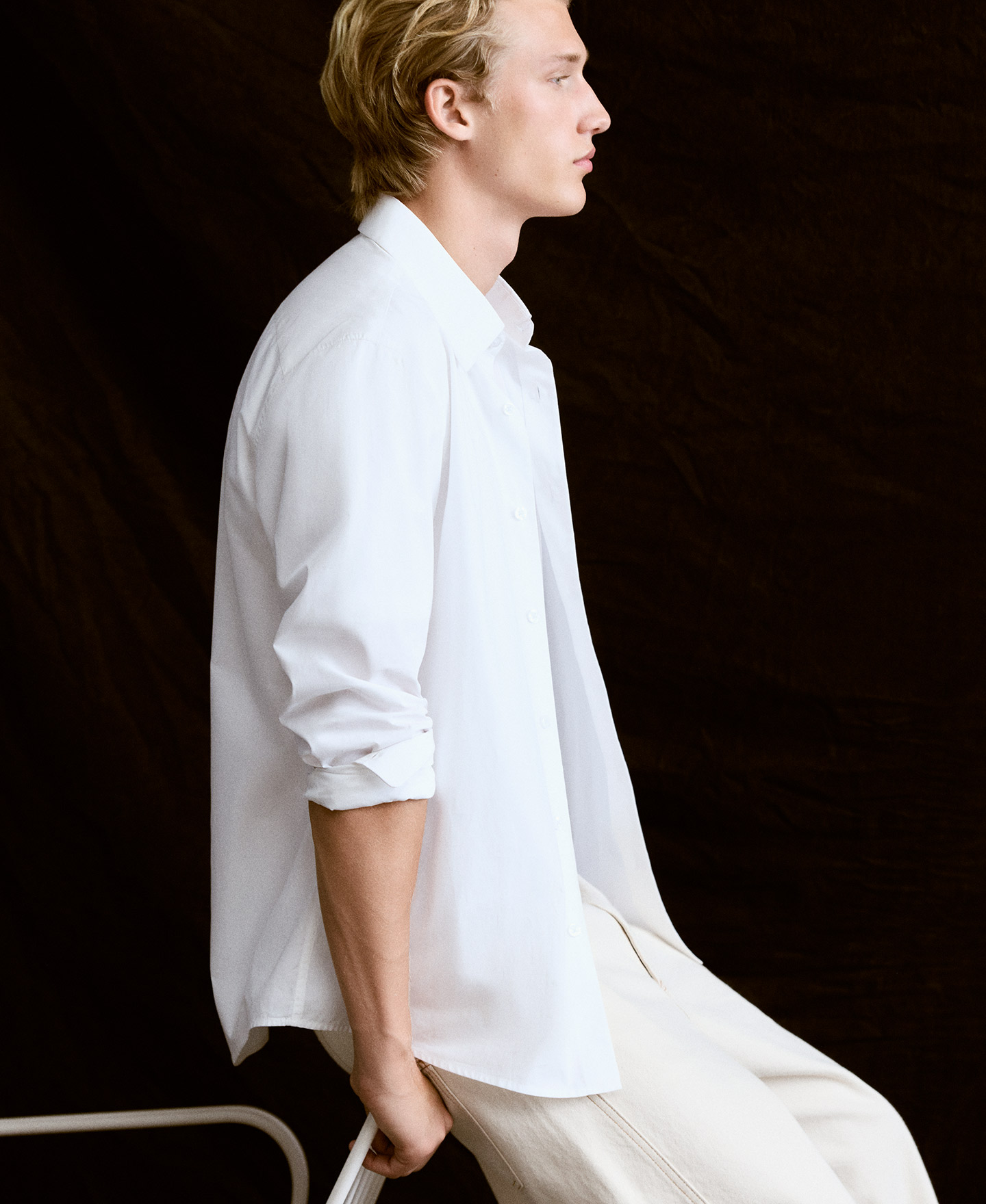 Linen regular fit spread collar shirt image number 6