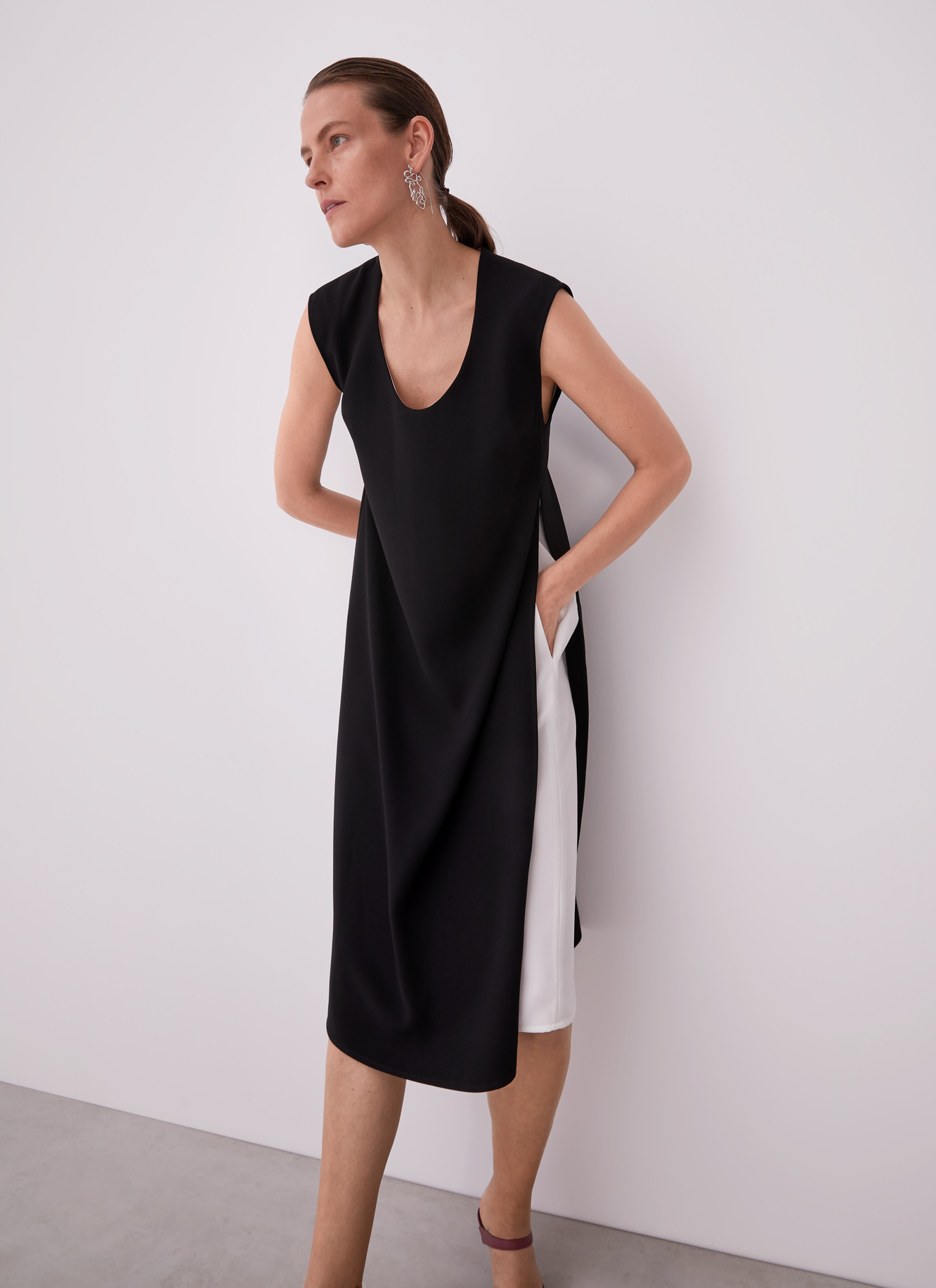 Vestido fluido bicolor image number 0