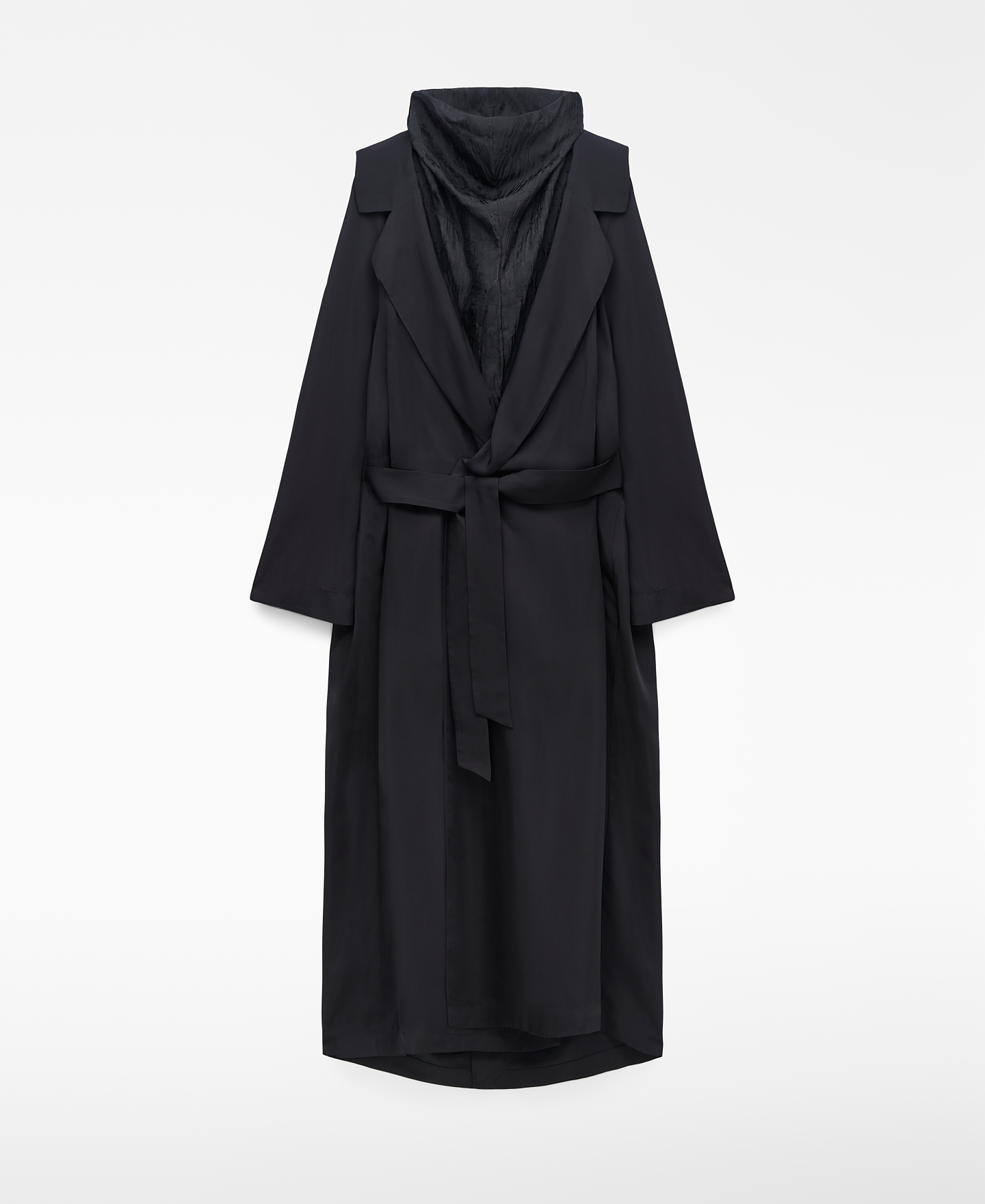 Mixed-fabric funnel-neck dress image number 6