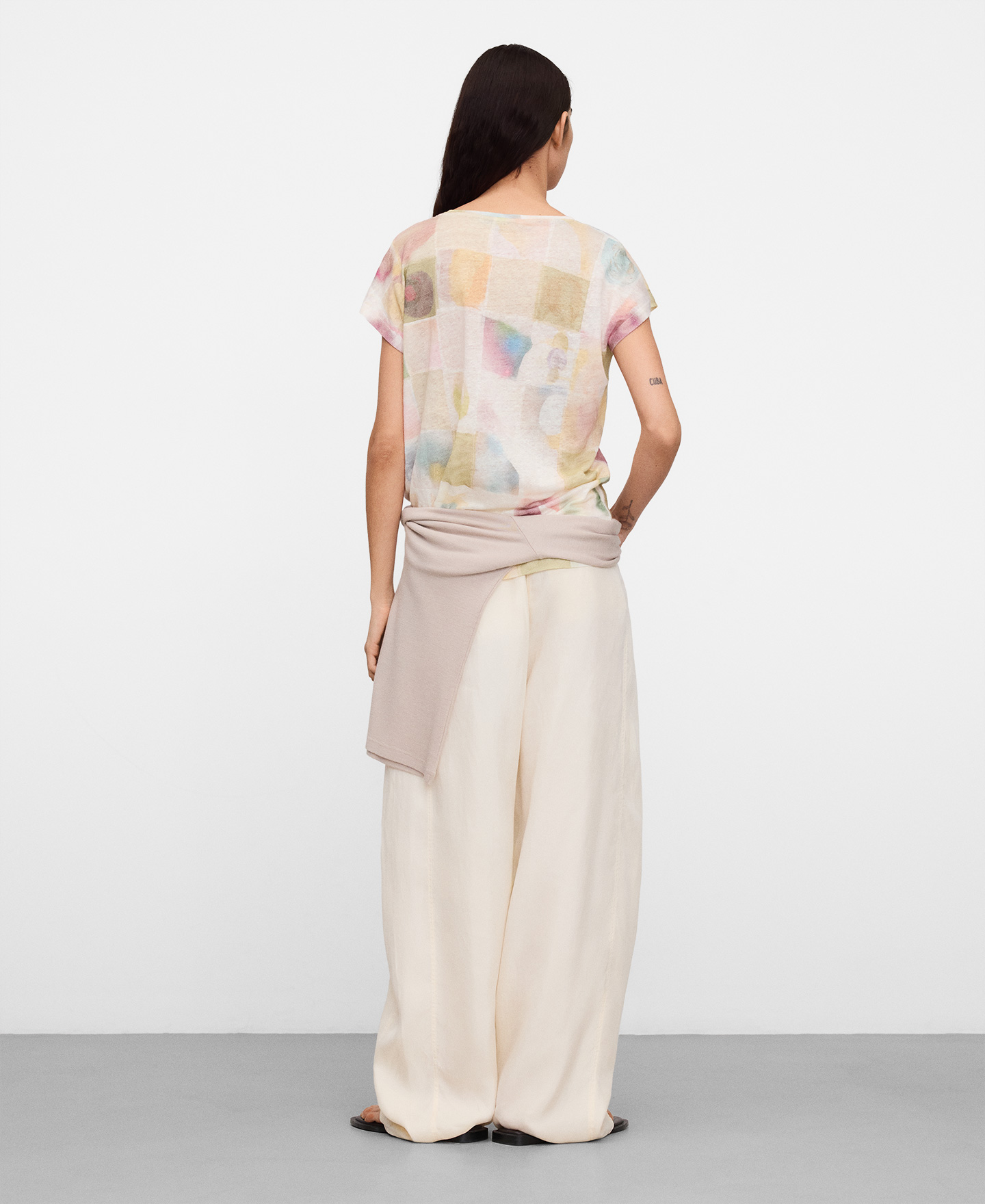 European linen printed T-shirt image number 2