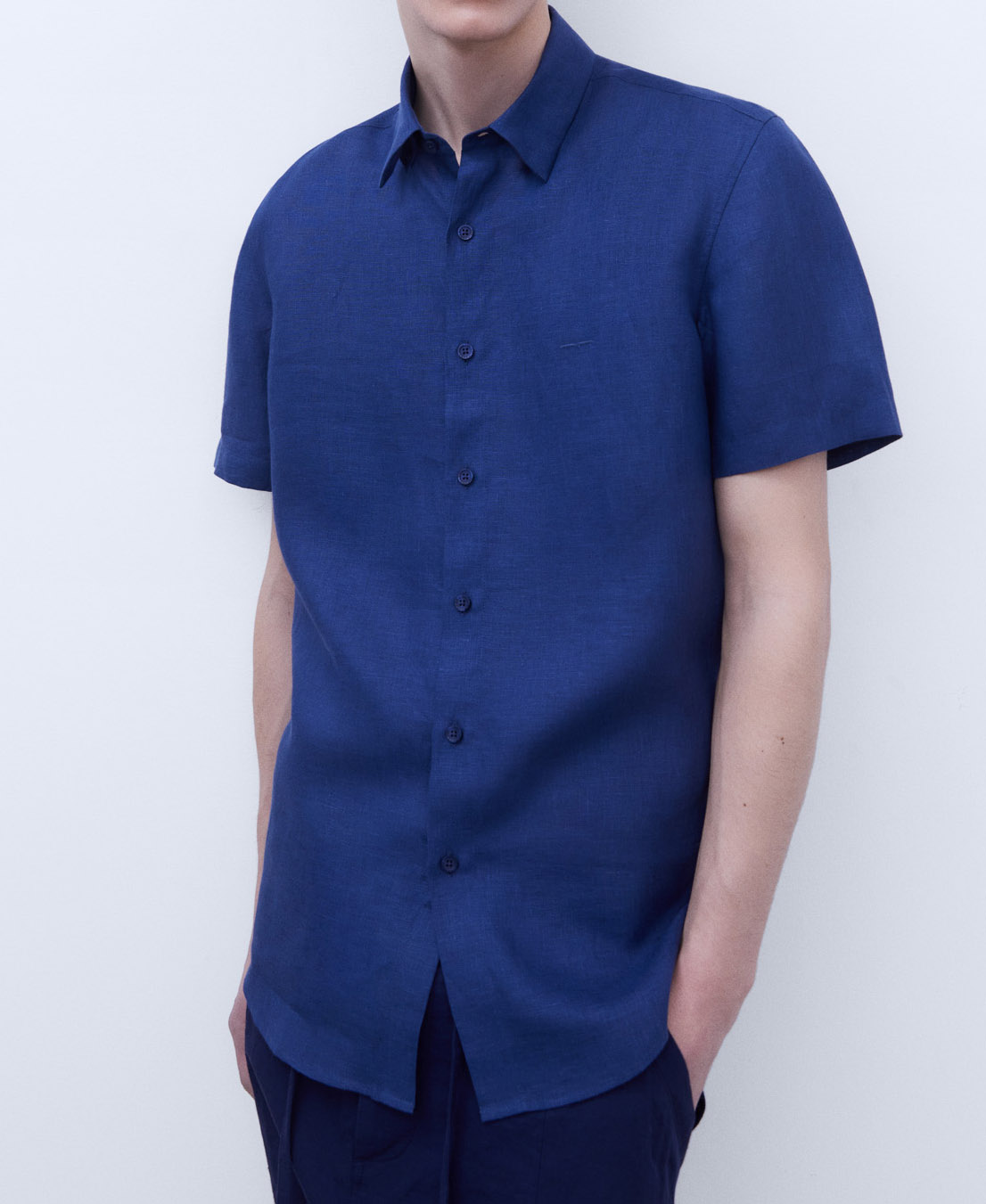 Camisa cuello solapa en lino europeo image number 0
