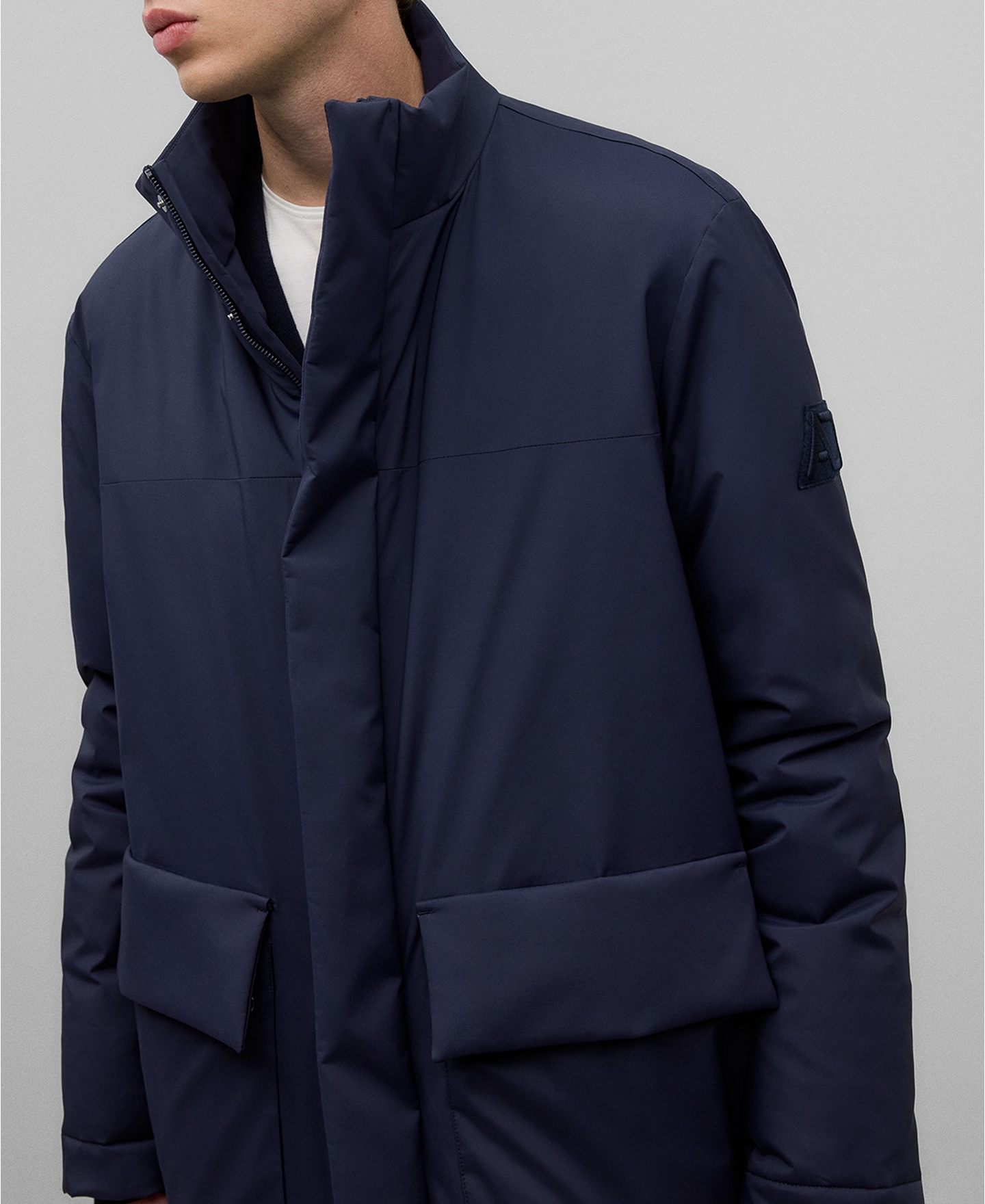Navy blue quilted coat man image number 3