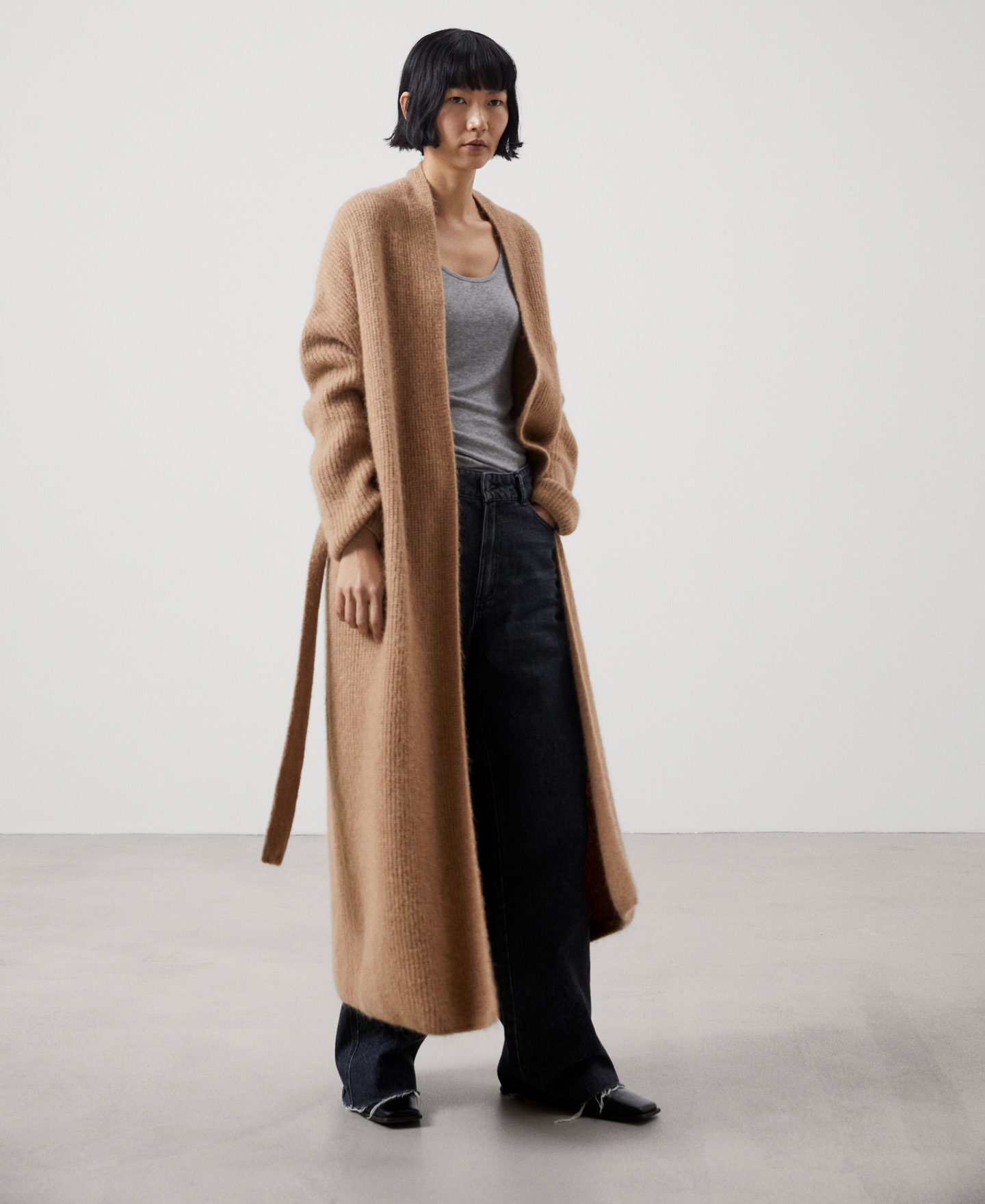 Alpaca fabric long jacket image number 1