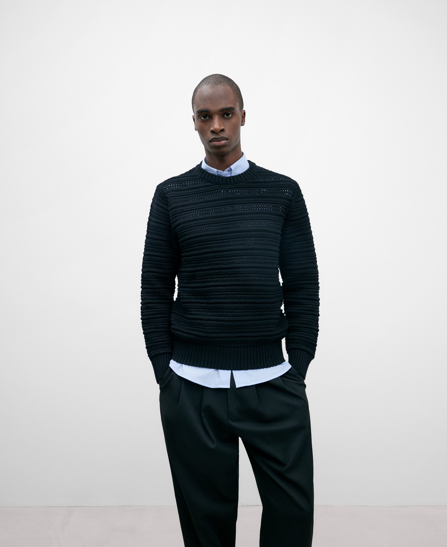 Jersey algodón negro hombre image number 0