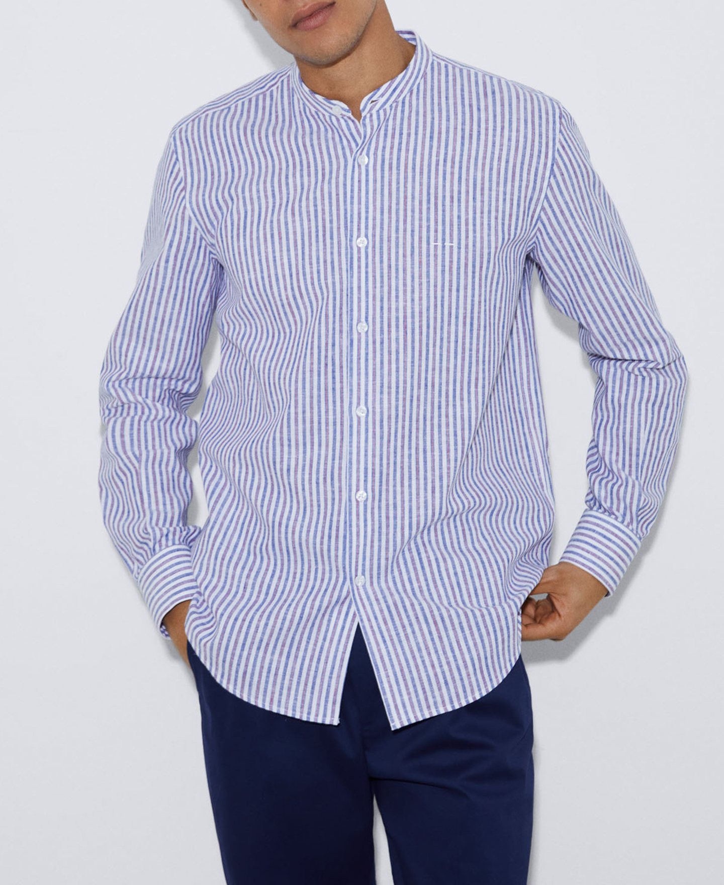Organic cotton mandarin collar shirt image number 0