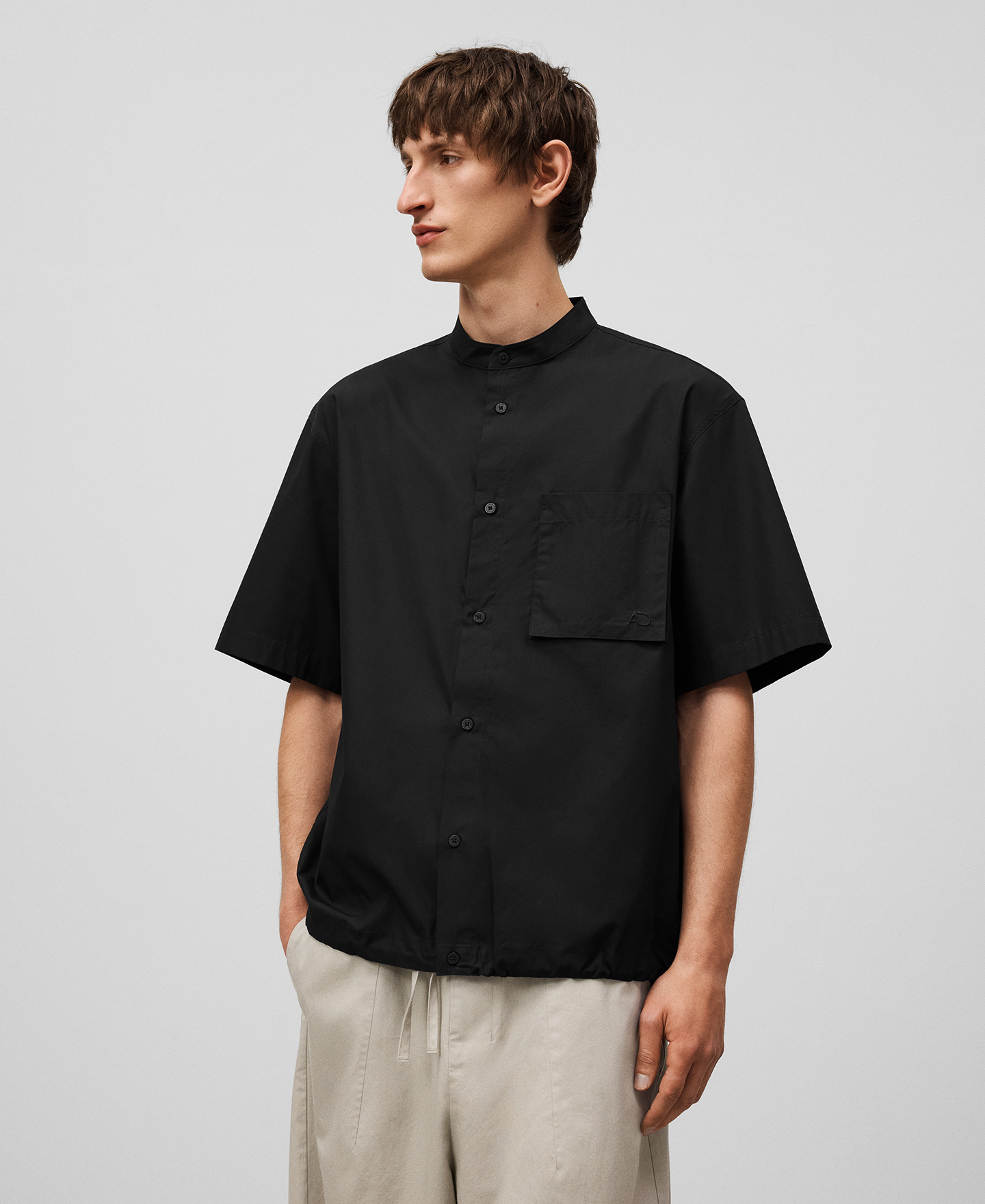 Cotton Mandarin collar shirt man image number 0