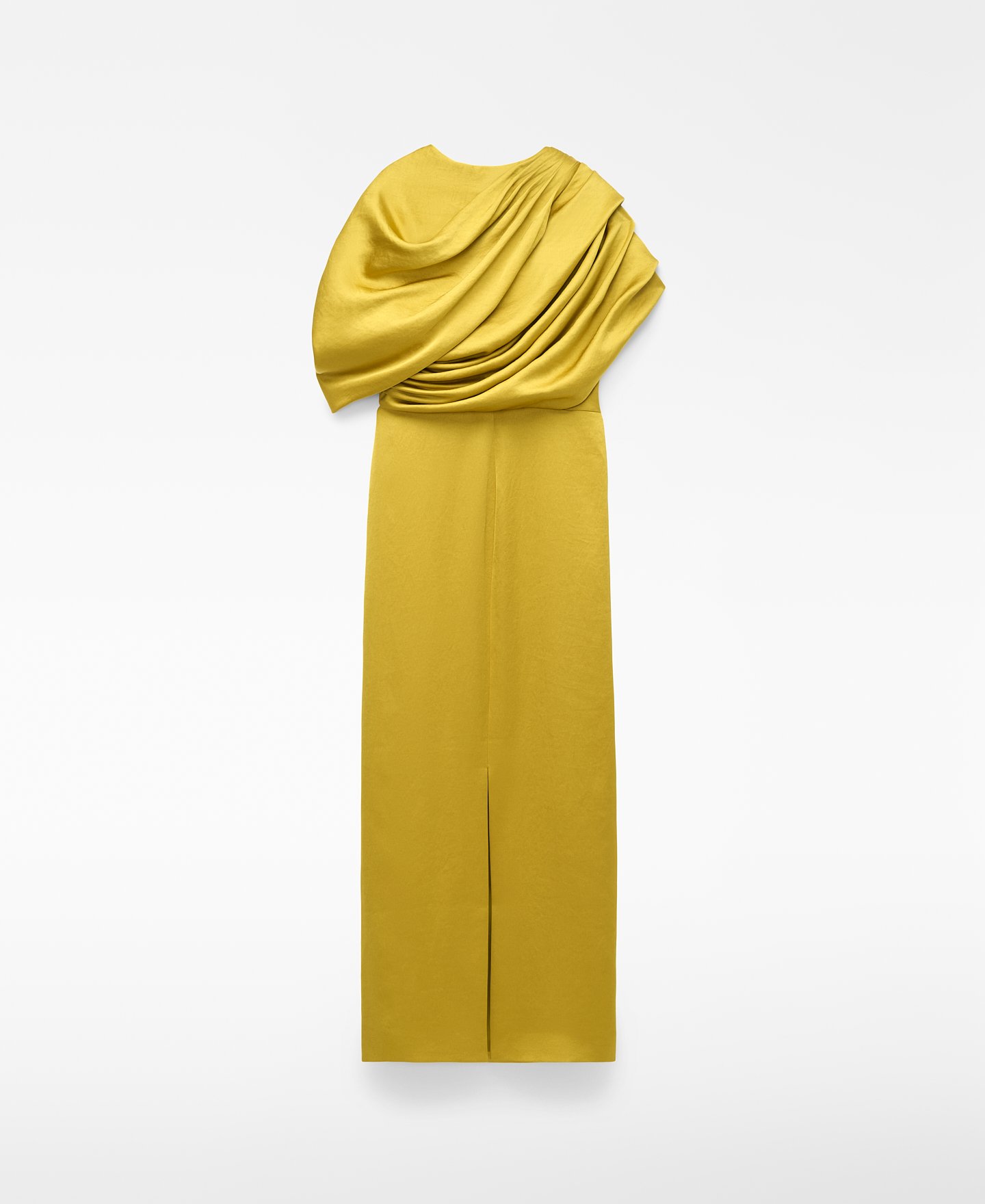 Vestido largo satinado drapeado image number 5