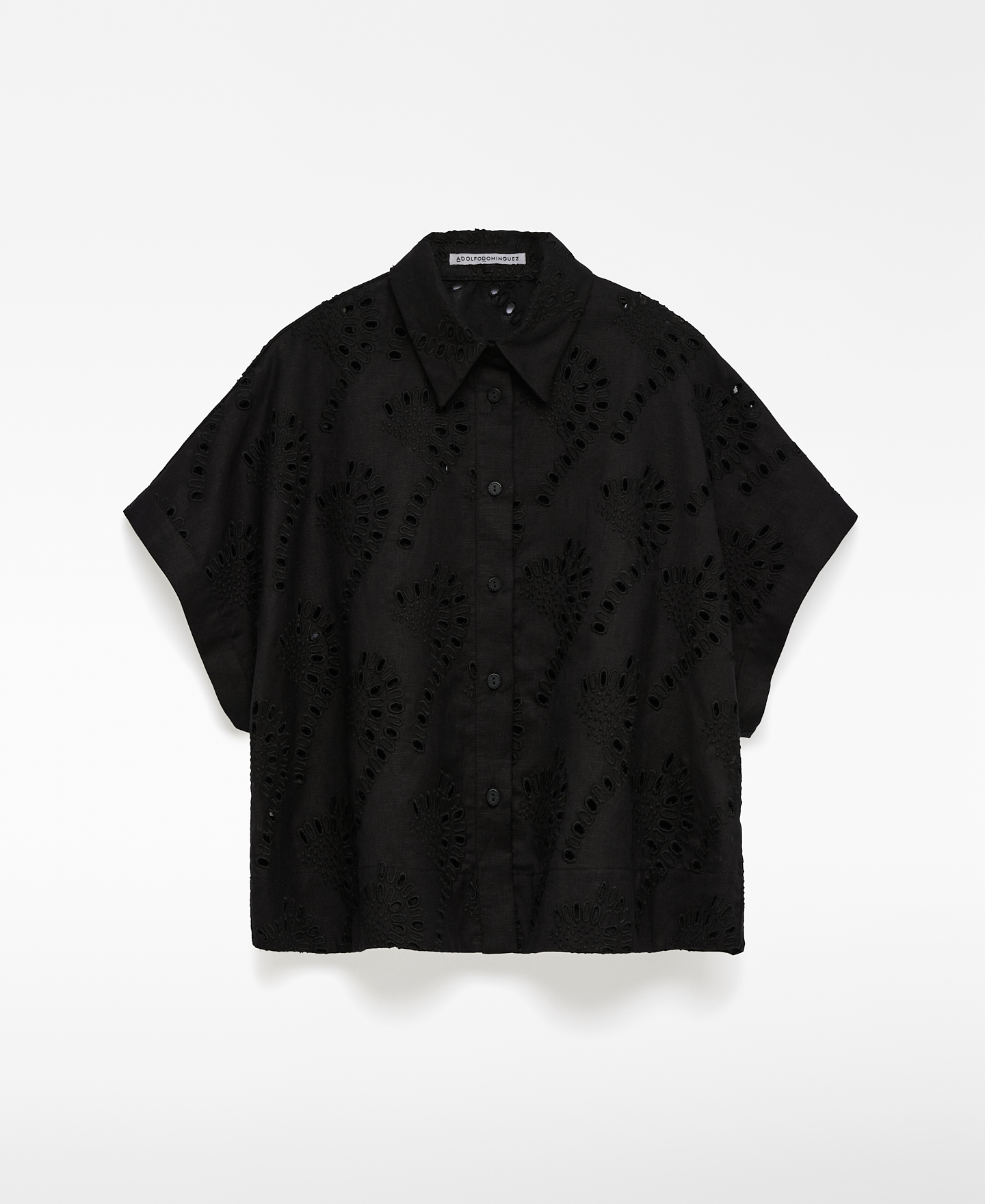 Linen blend embroidered shirt woman image number 4