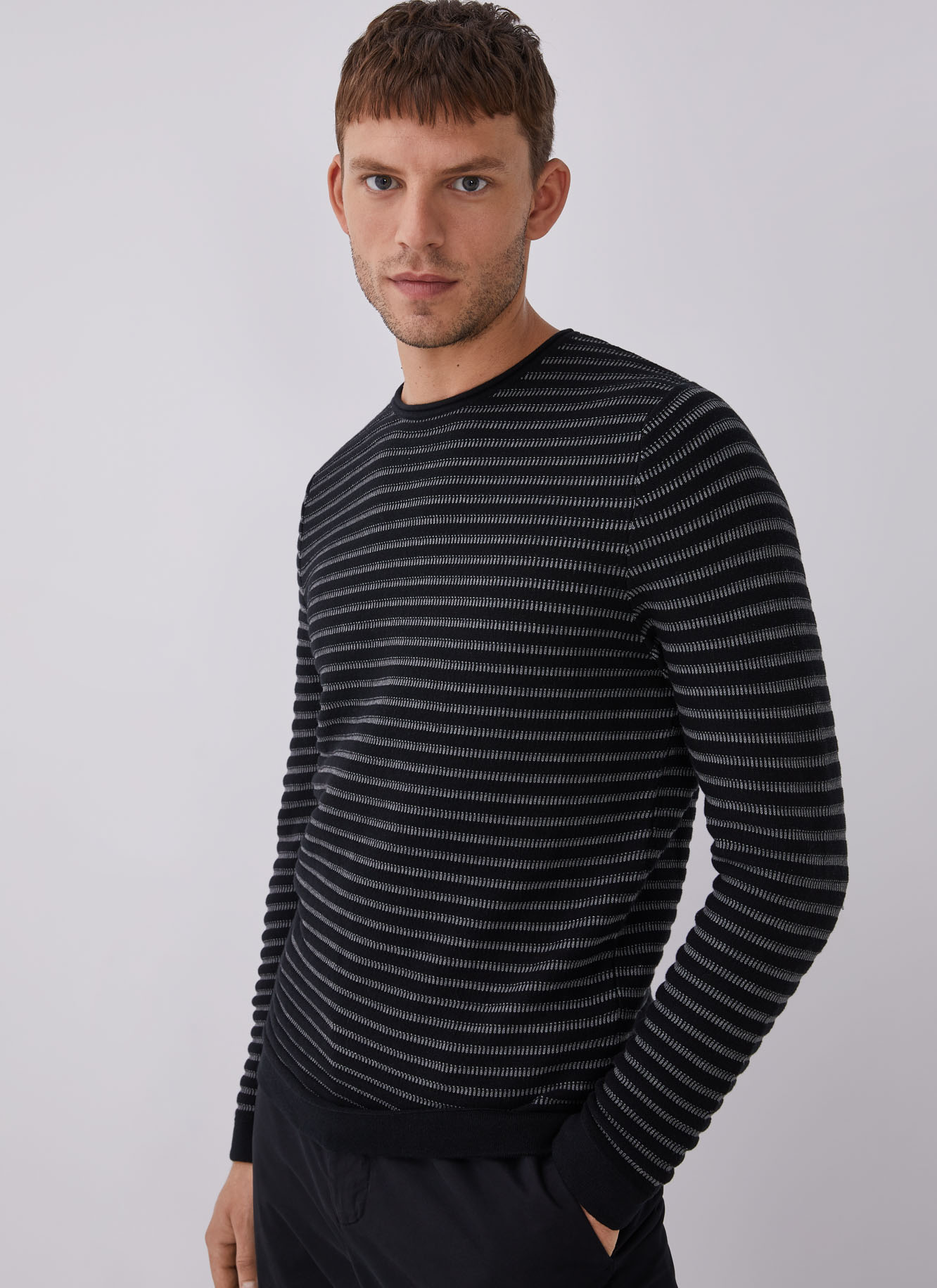 Striped cotton sweater image number 0