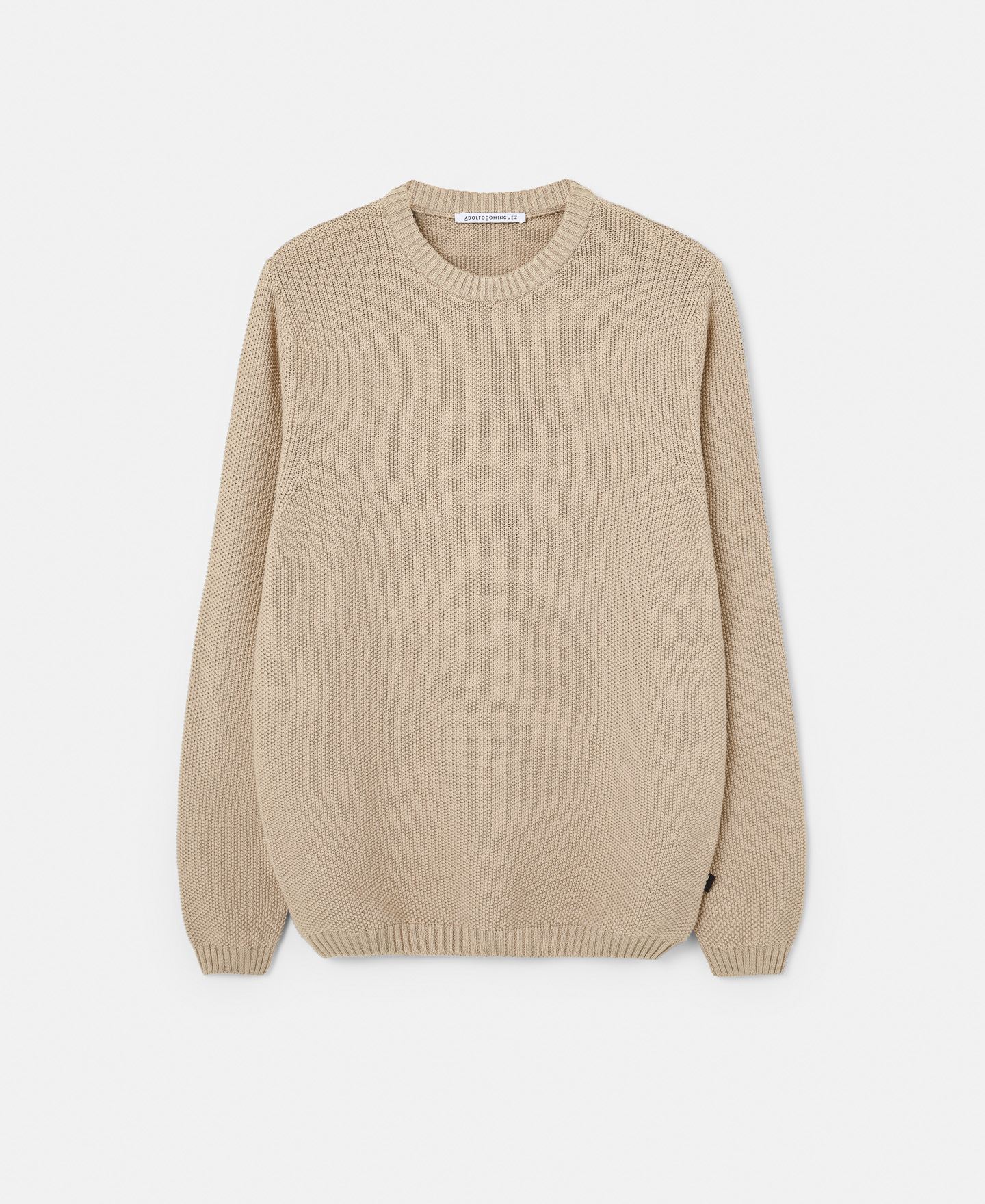 Textured cotton crew neck sweater image number 4