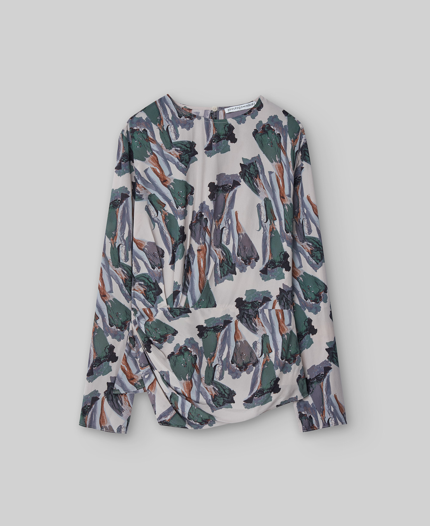 Printed top with draped waist woman image number 4