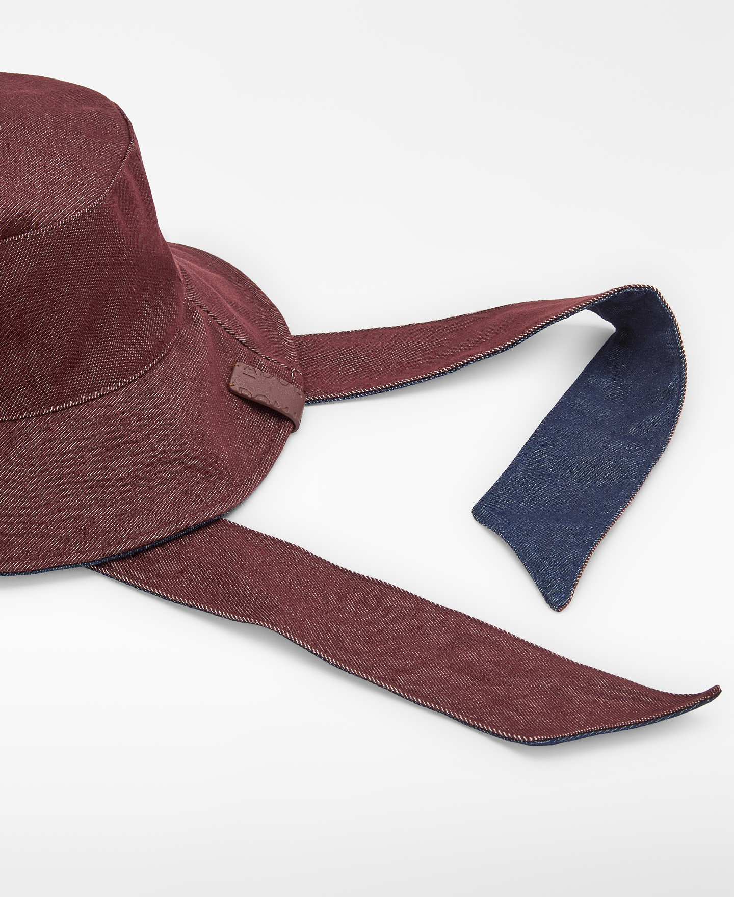 Denim bucket hat with straps image number 1