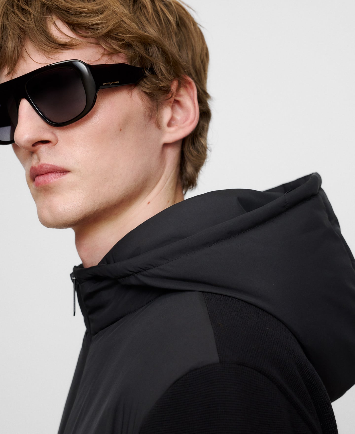 Nylon and knit hooded jacket image number 3