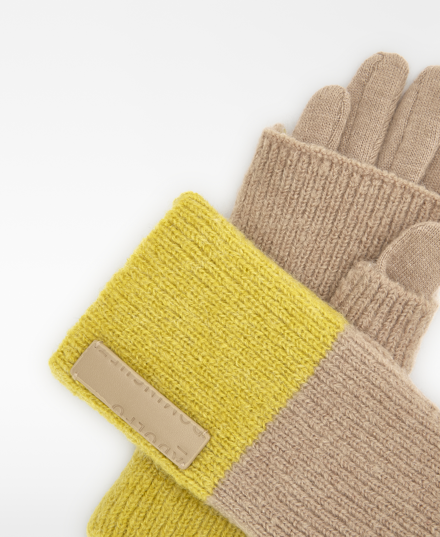 Two-tone convertible knit gloves image number 1