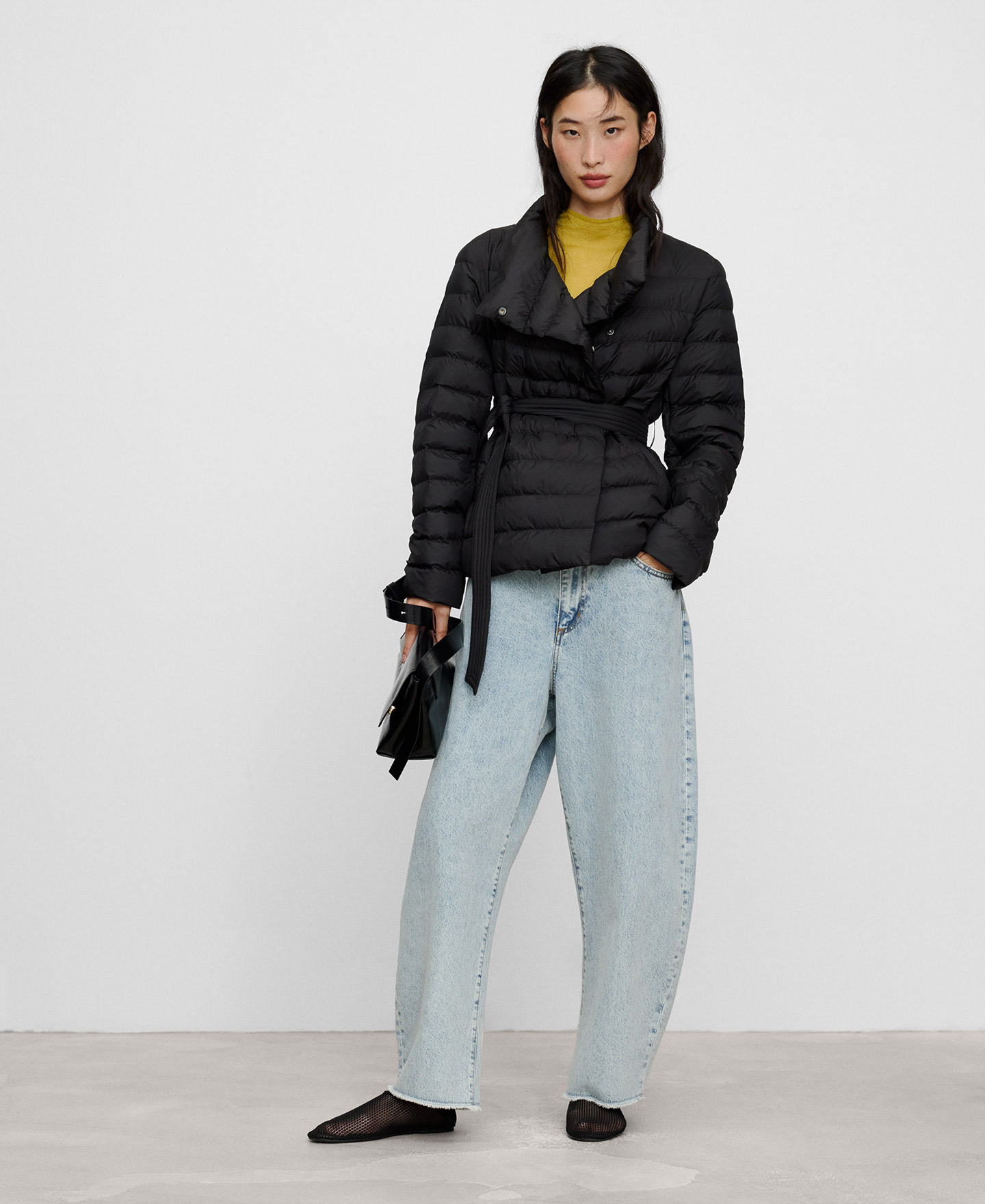Padded cross-front jacket with belt image number 1