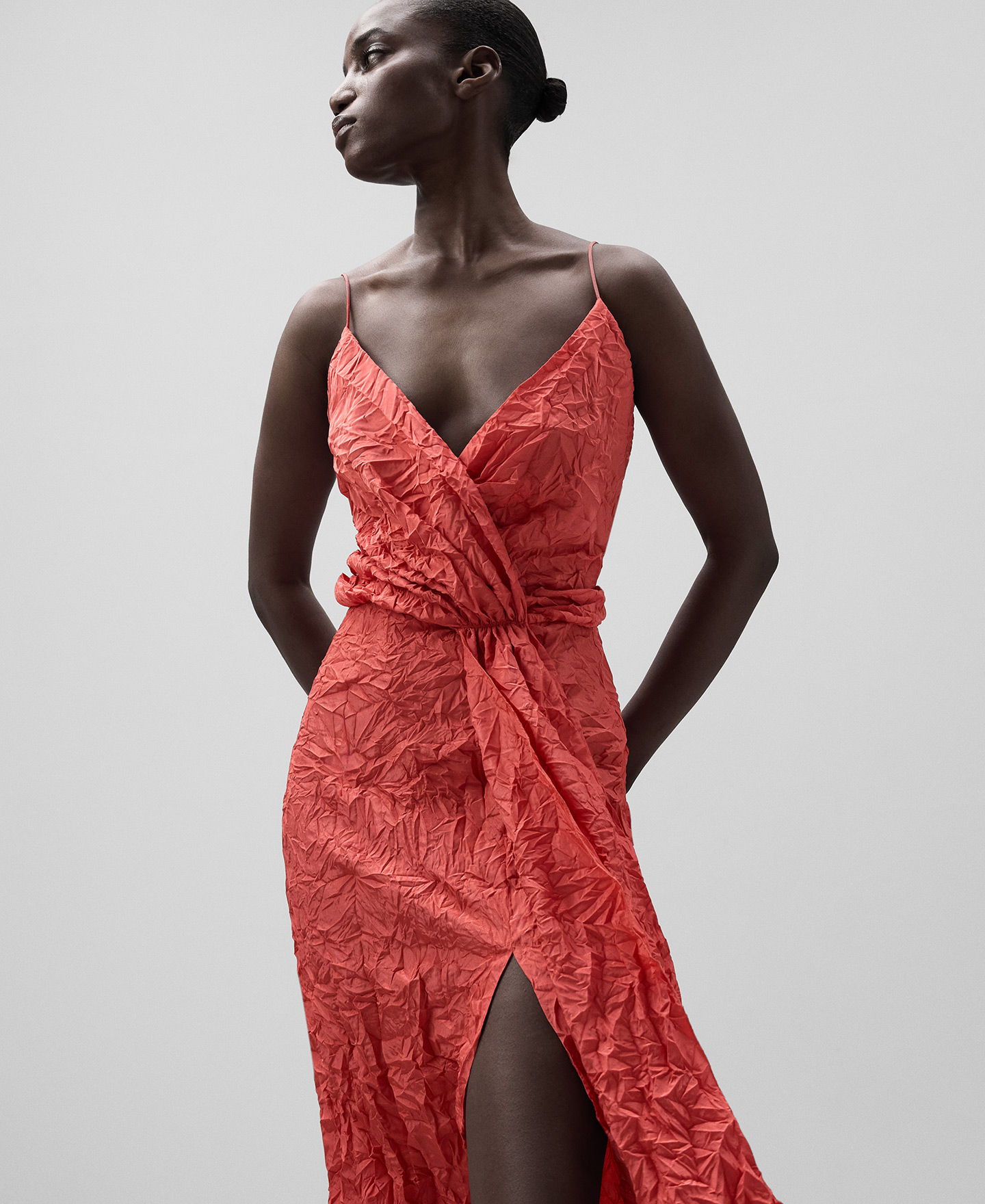 Vestido asimétrico tirantes mujer image number 5