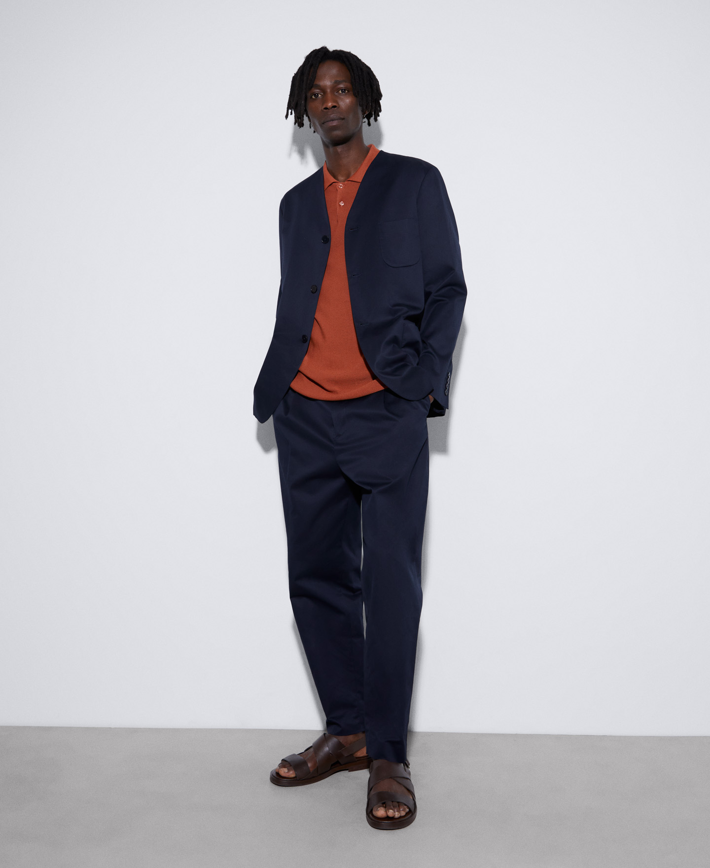 Cotton and viscose two button polo shirt image number 1