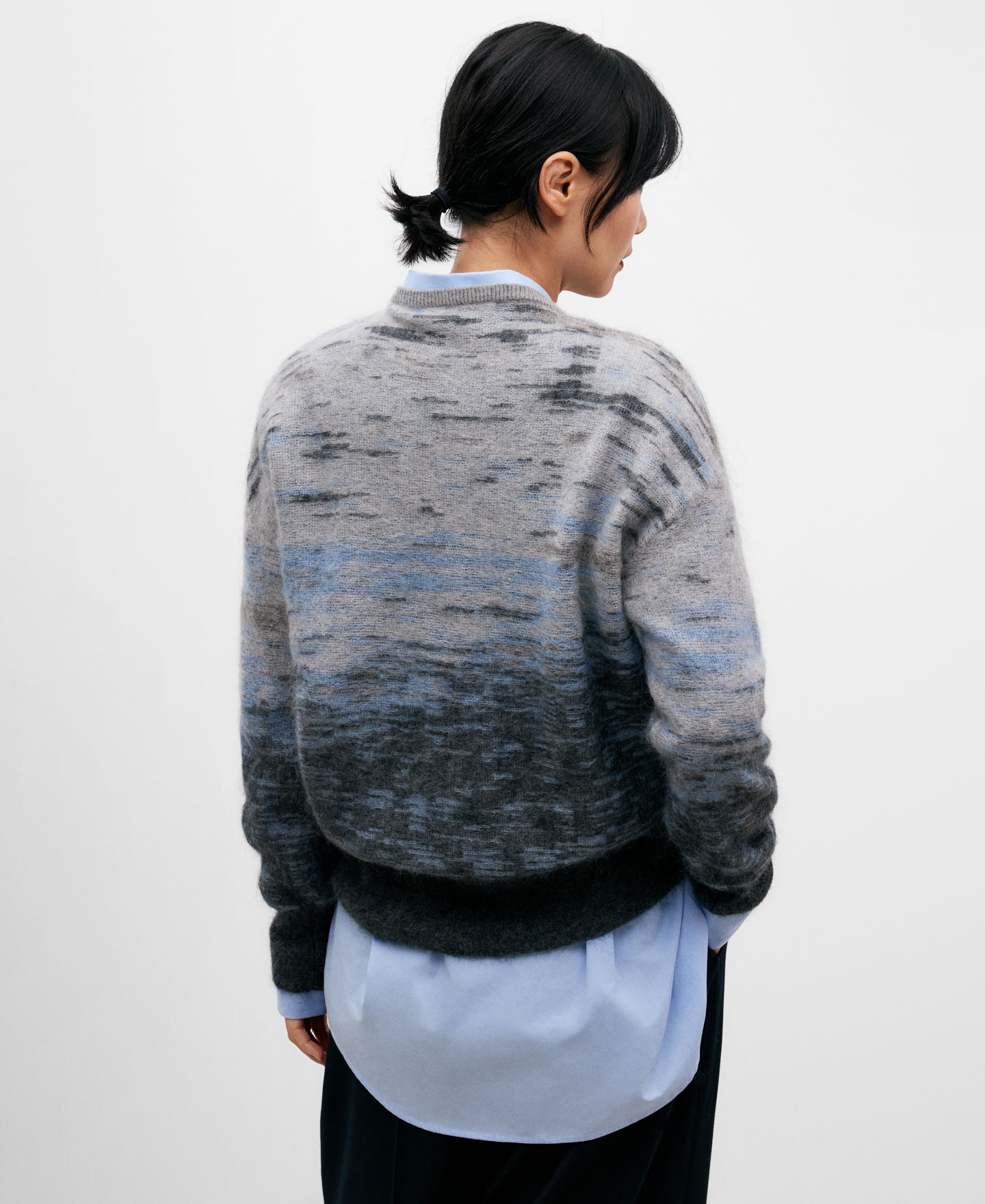 Grey melange mohair sweater for women image number 2