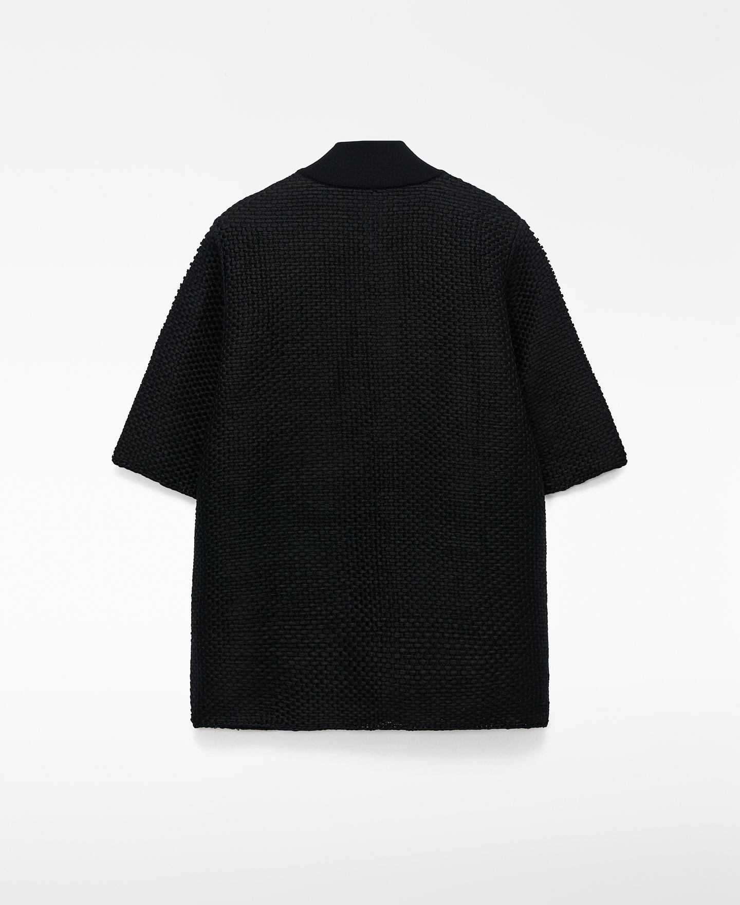 Raffia texture bomber collar polo shirt image number 1