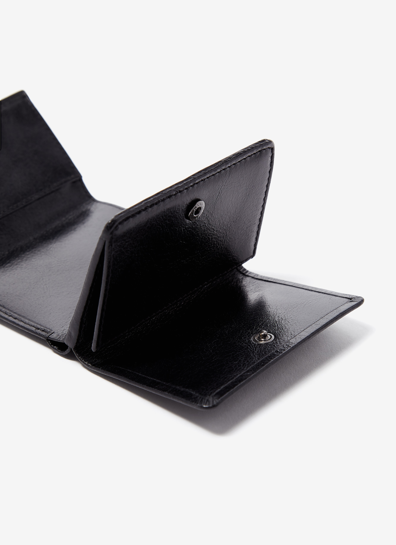 Crackled leather compact wallet image number 2
