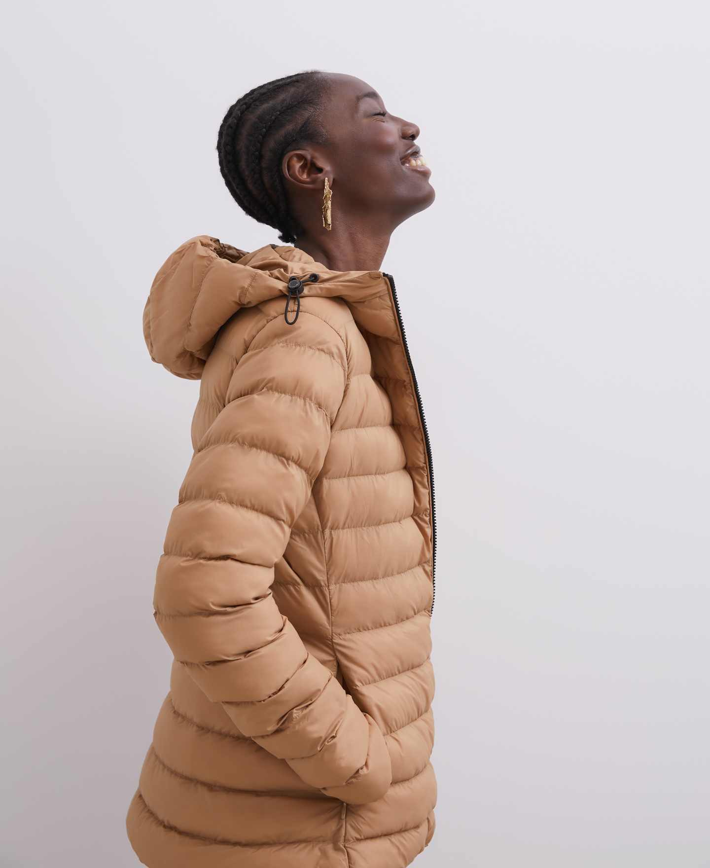 Camel padded jacket with hood image number 0