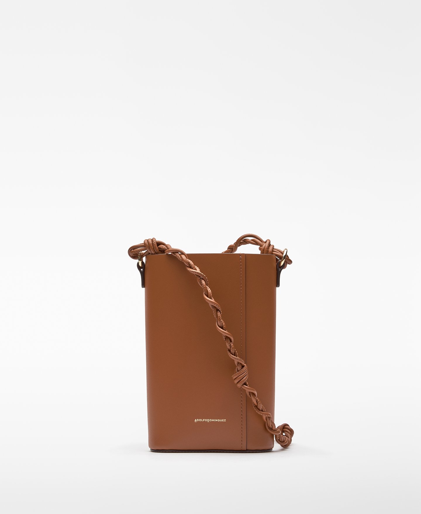 Braided strap vertical leather crossbody image number 0