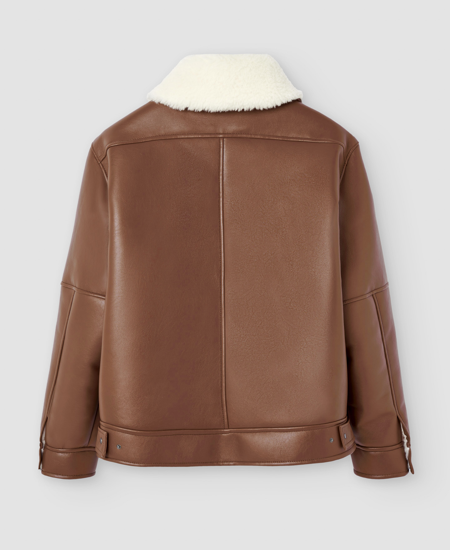 Leather texture aviator jacket image number 7
