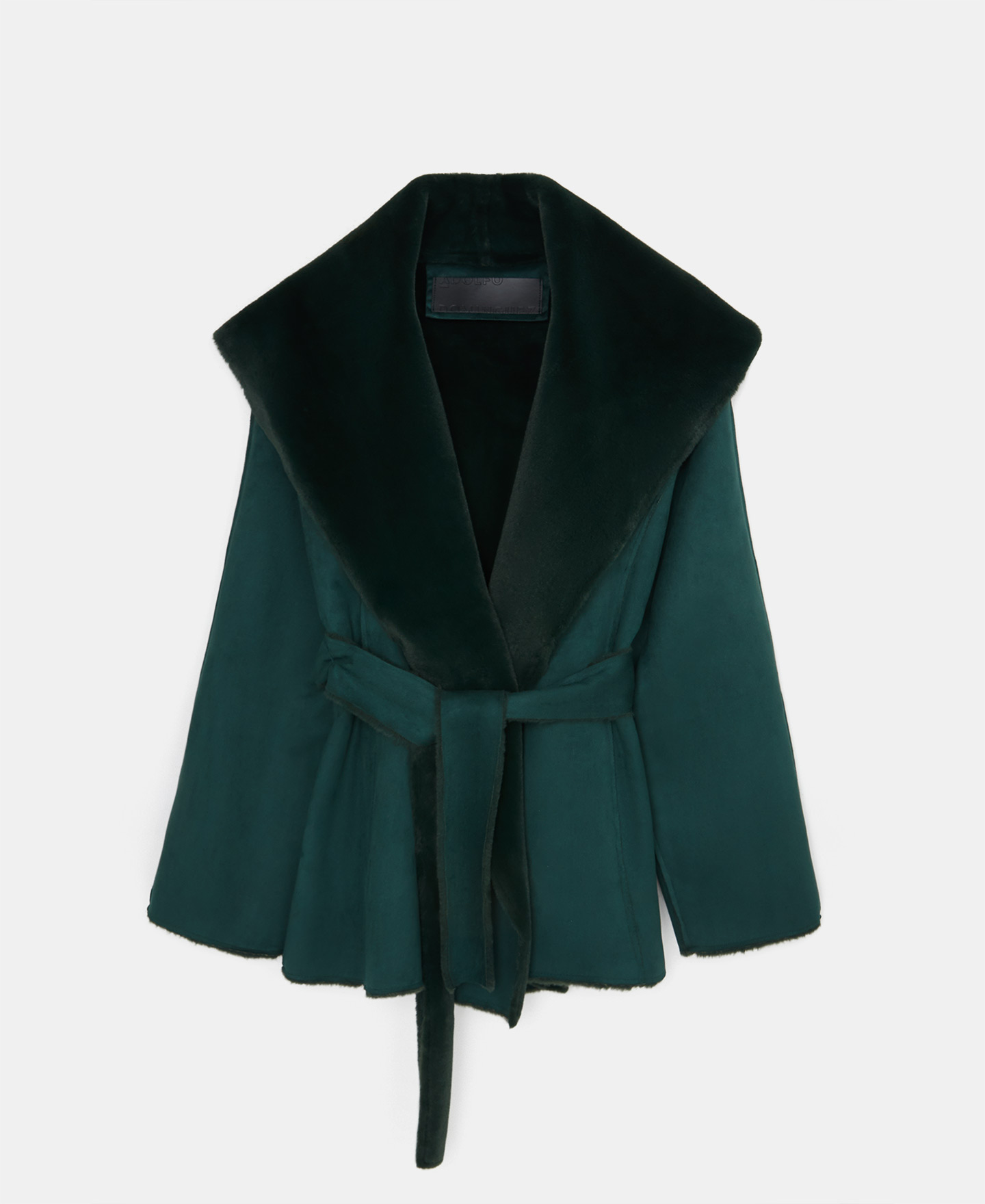 Shawl collar coat with bow closure image number 4