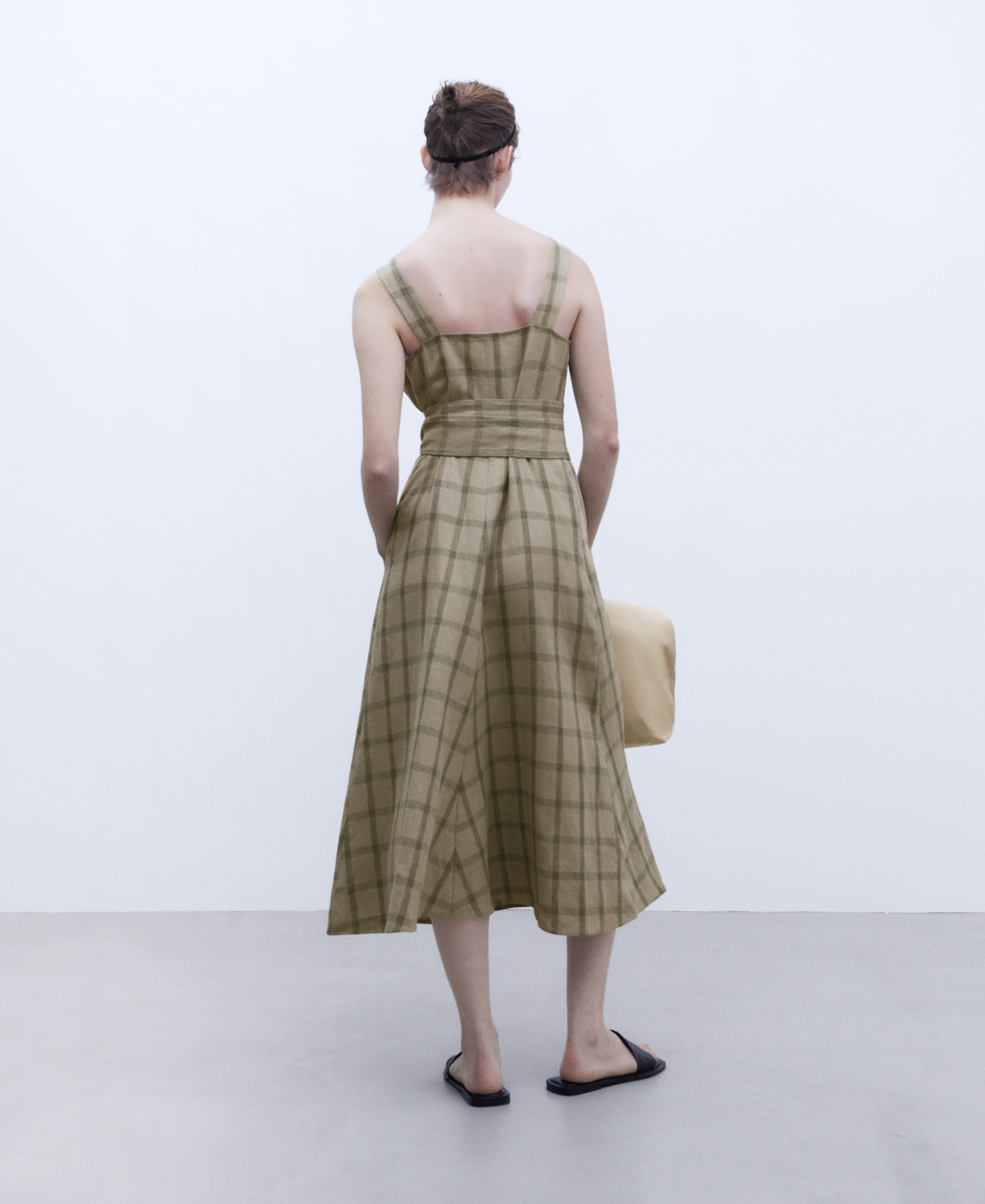 Straps dress check print image number 2