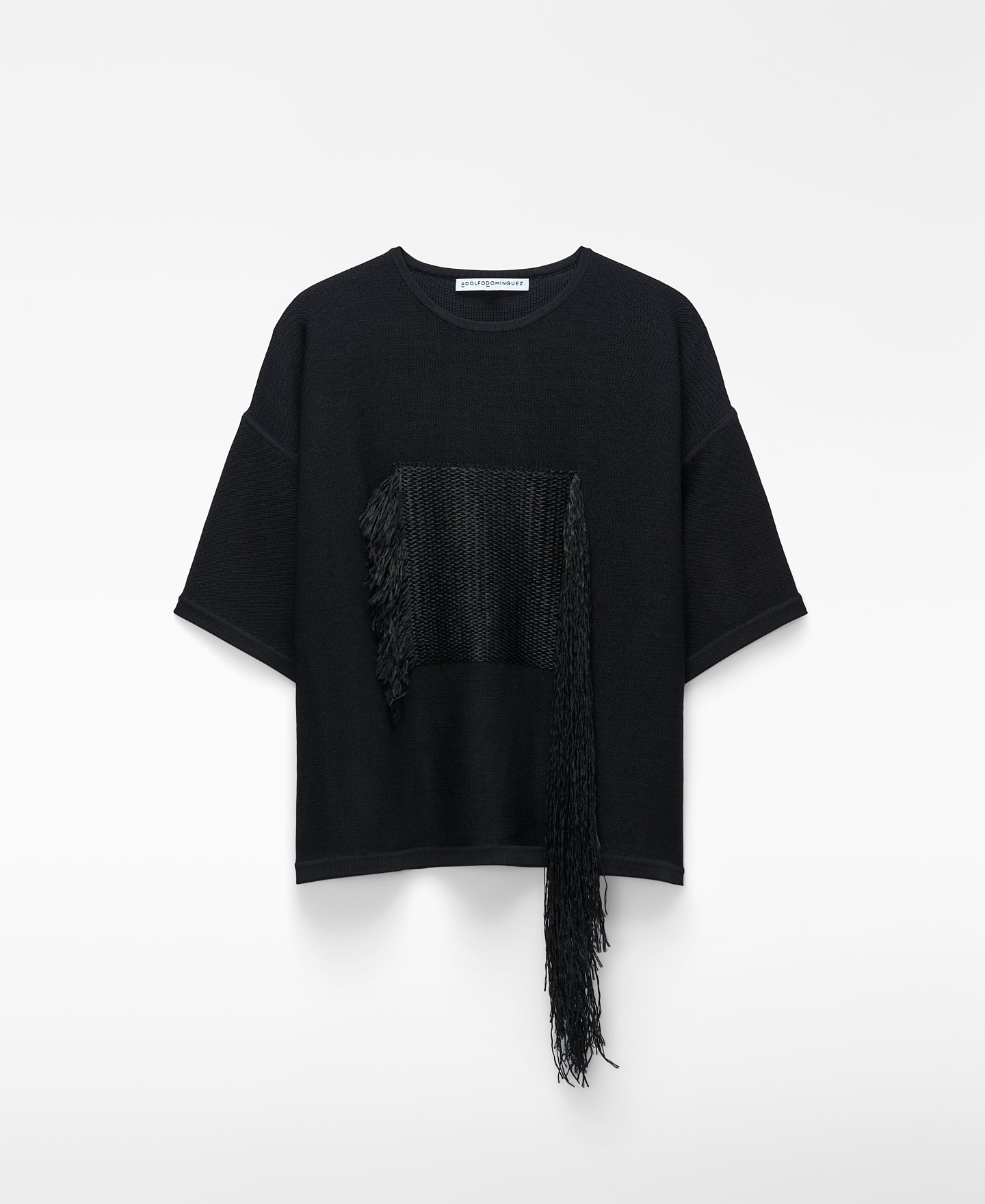 Raffia detail short sleeve sweater image number 4