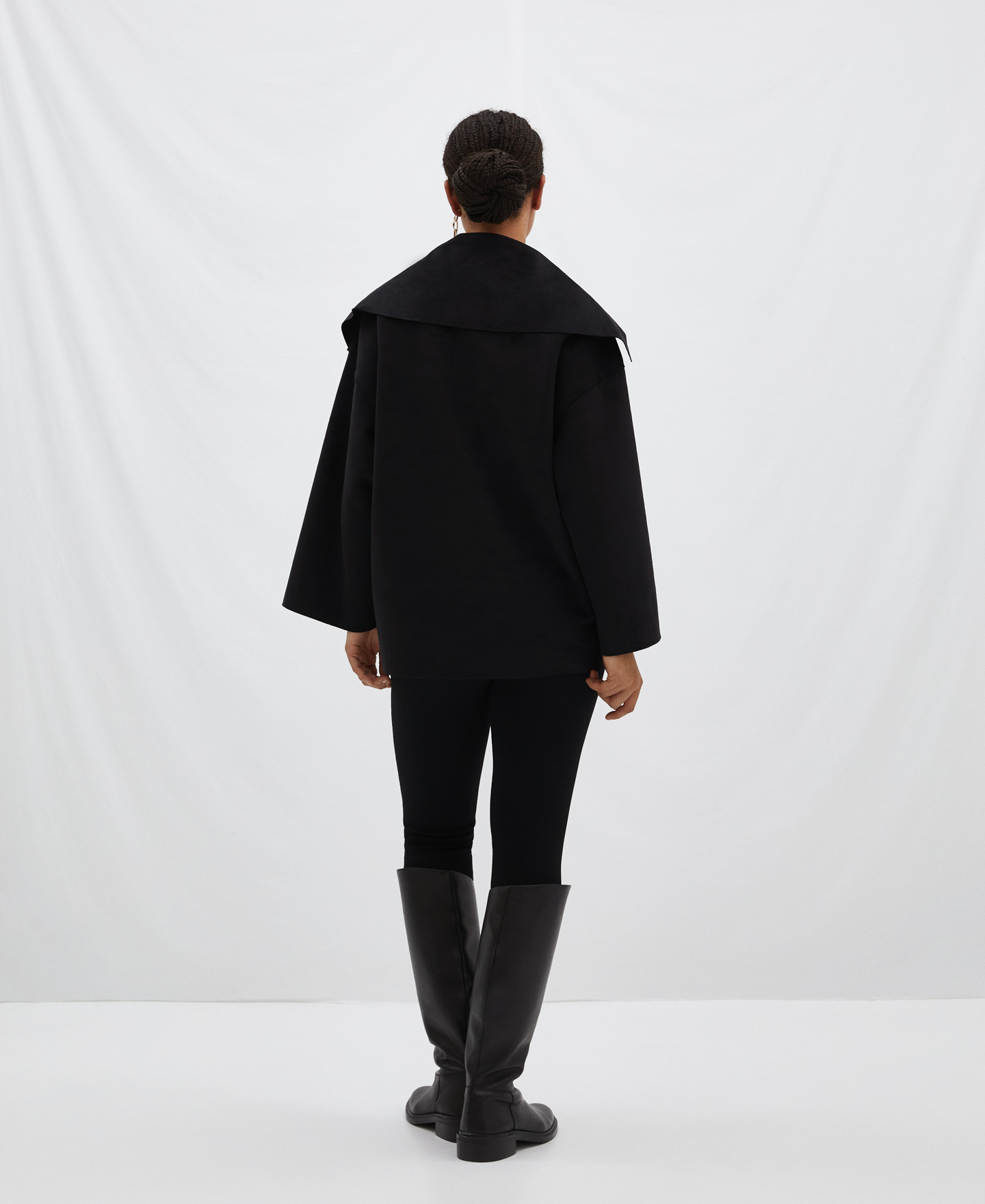 Shawl collar sweater in faux suede image number 2