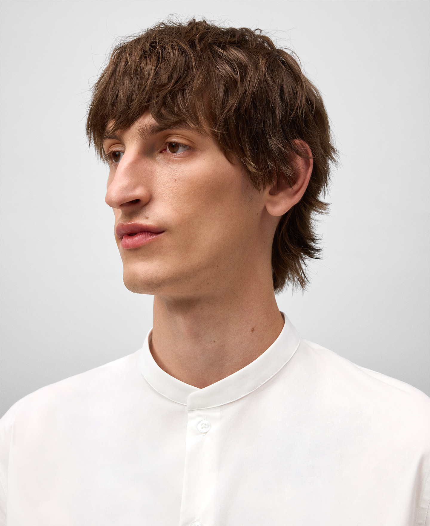 Regular fit Mandarin collar shirt man image number 3