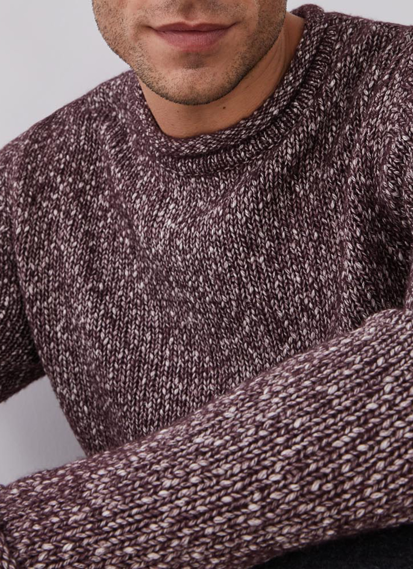 Mottled sweater with roll edges image number 5