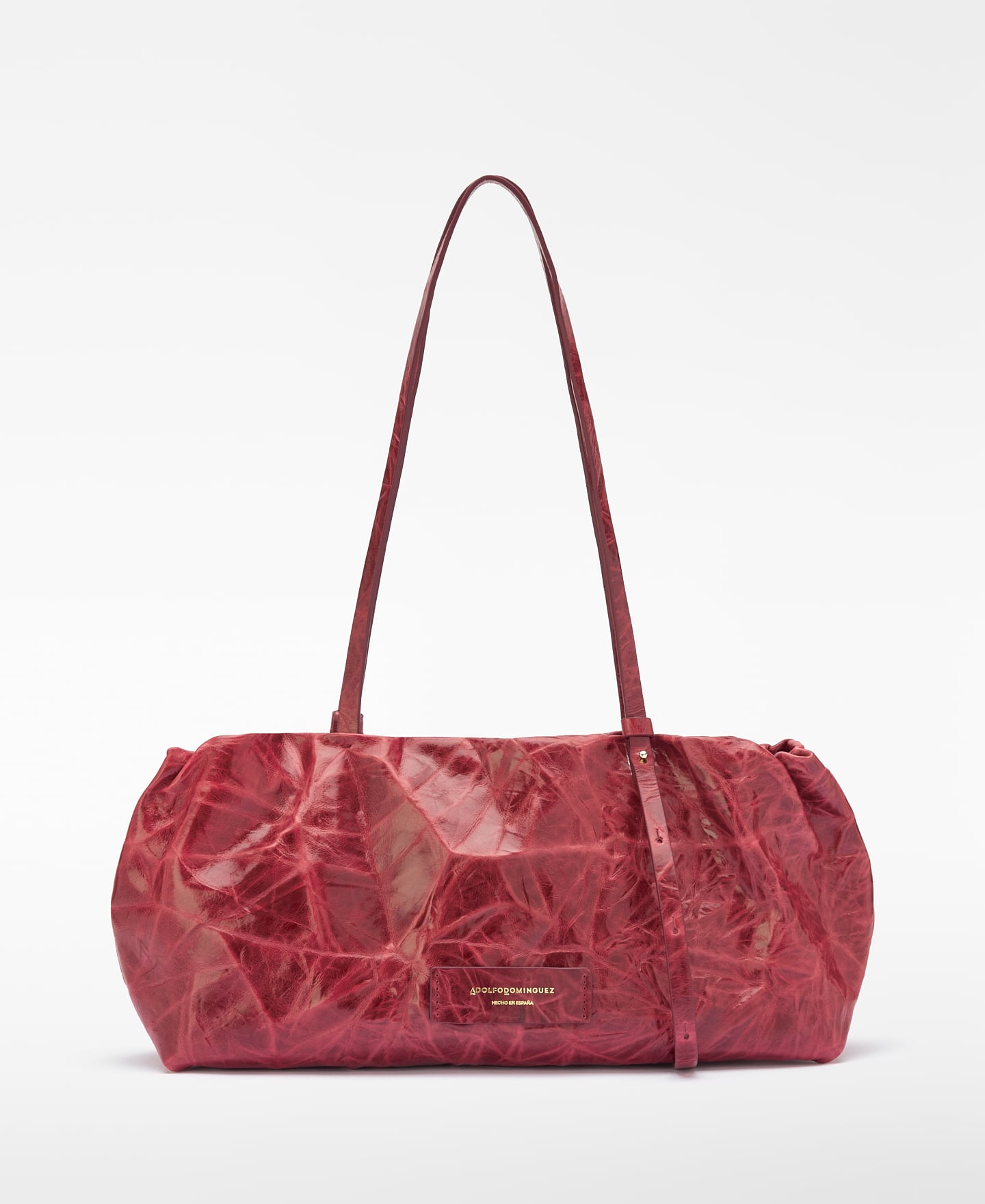 Bolsa de ombro maxi de couro rachado Doce image number 0