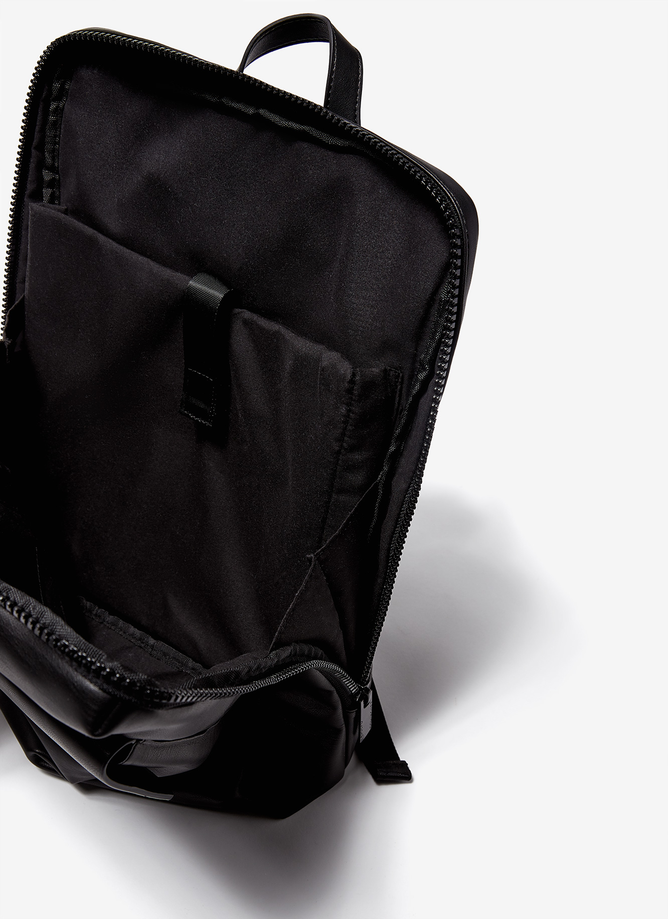 Faux-leather rectangular backpack image number 3