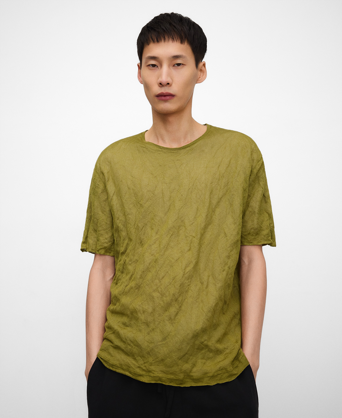 Double-layer wrinkled-effect T-shirt image number 0