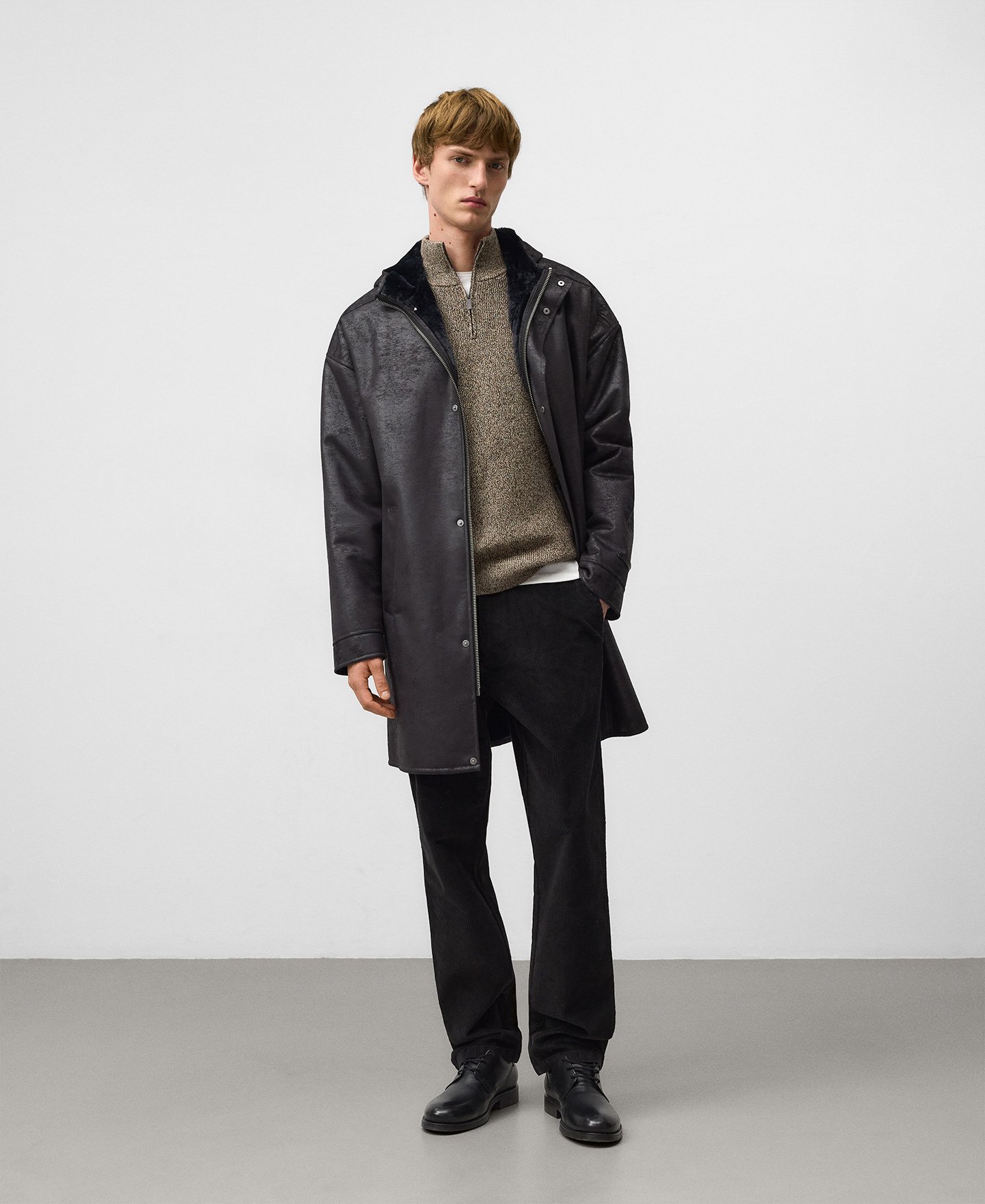 Leather-Non-Leather coat with hood man image number 1