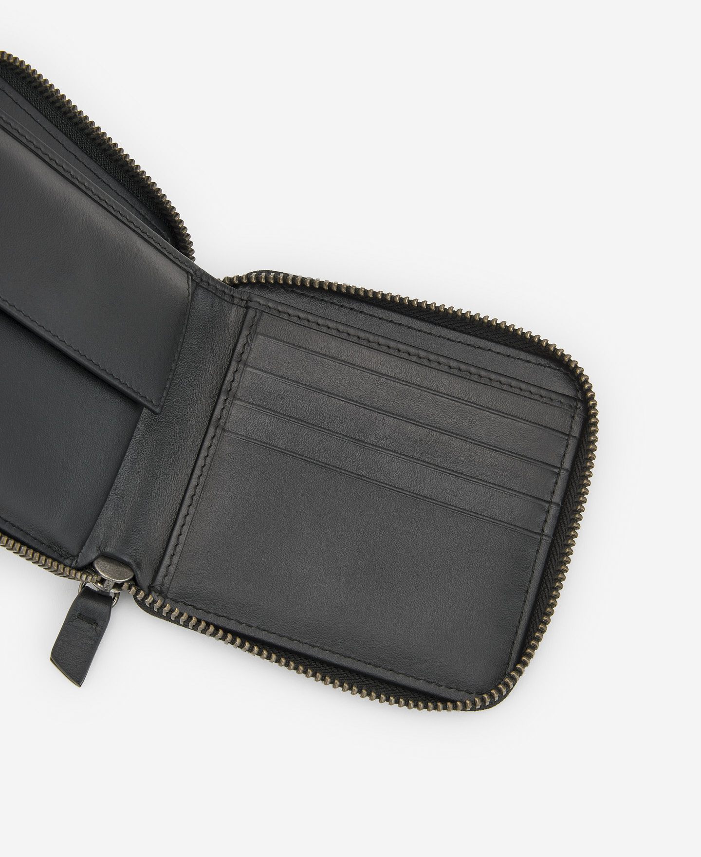 Portefeuille carré en cuir noir image number 2