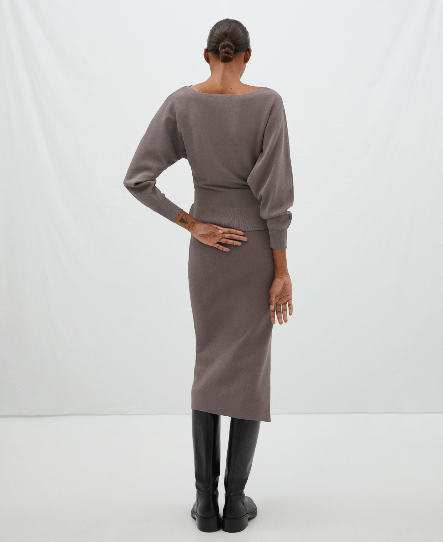 Peplum sweater in viscose knitted rubber image number 2