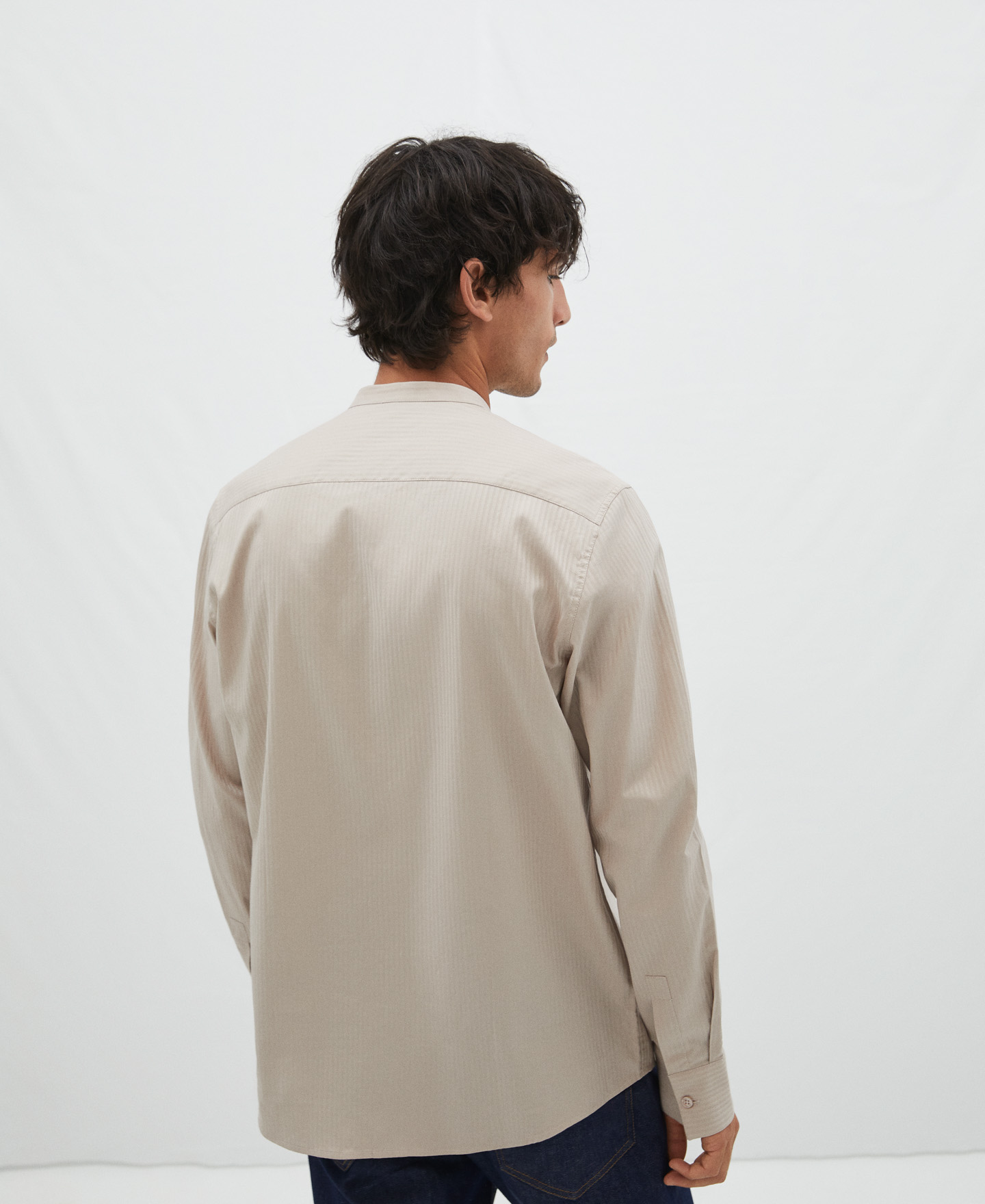 Mao collar shirt in cotton image number 2