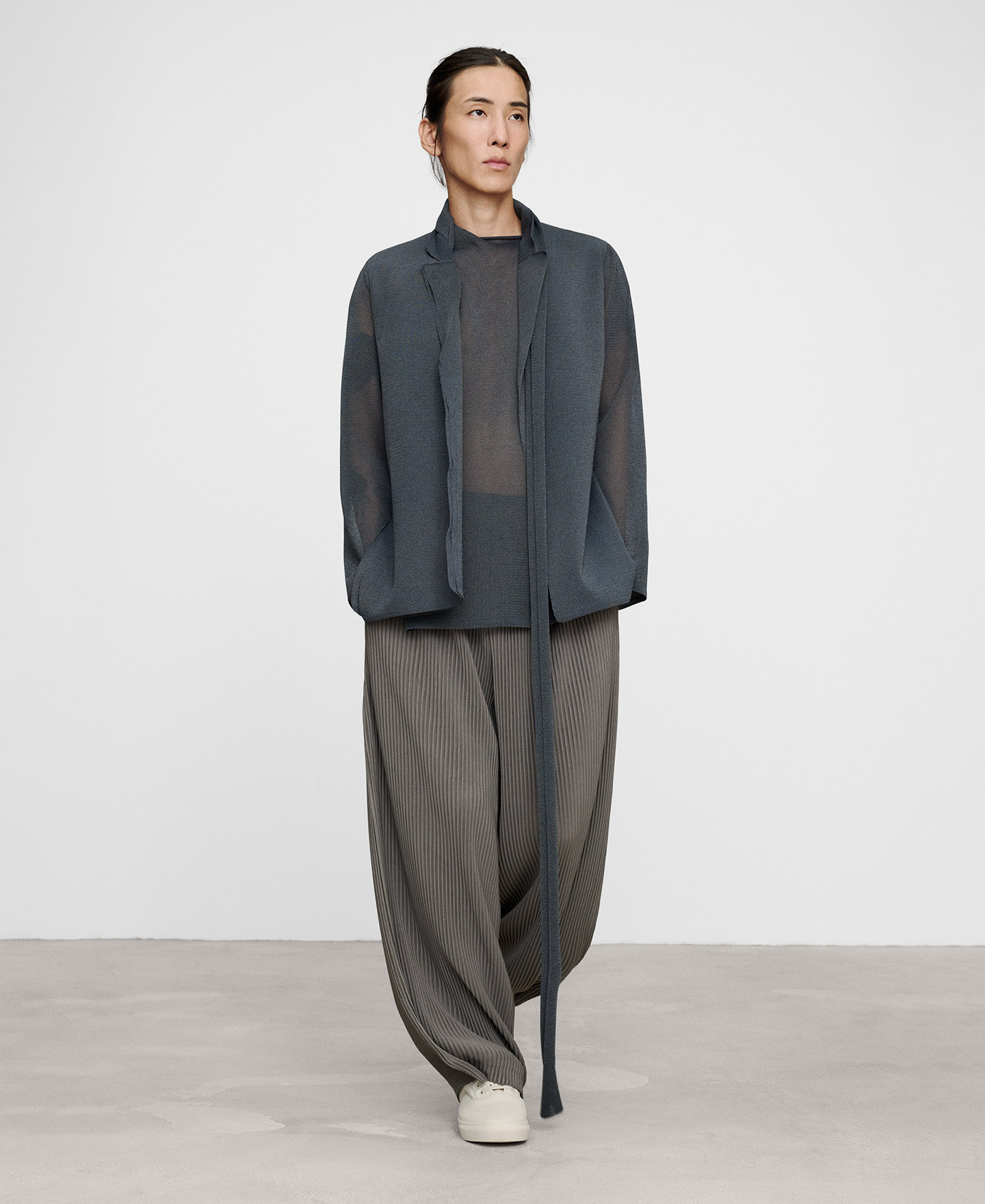 Double-front semi-sheer blazer image number 1