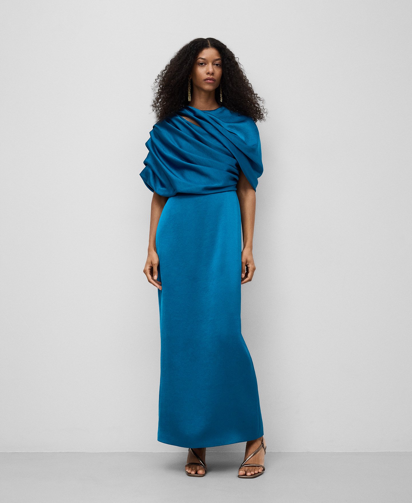 Draped long dress woman image number 0
