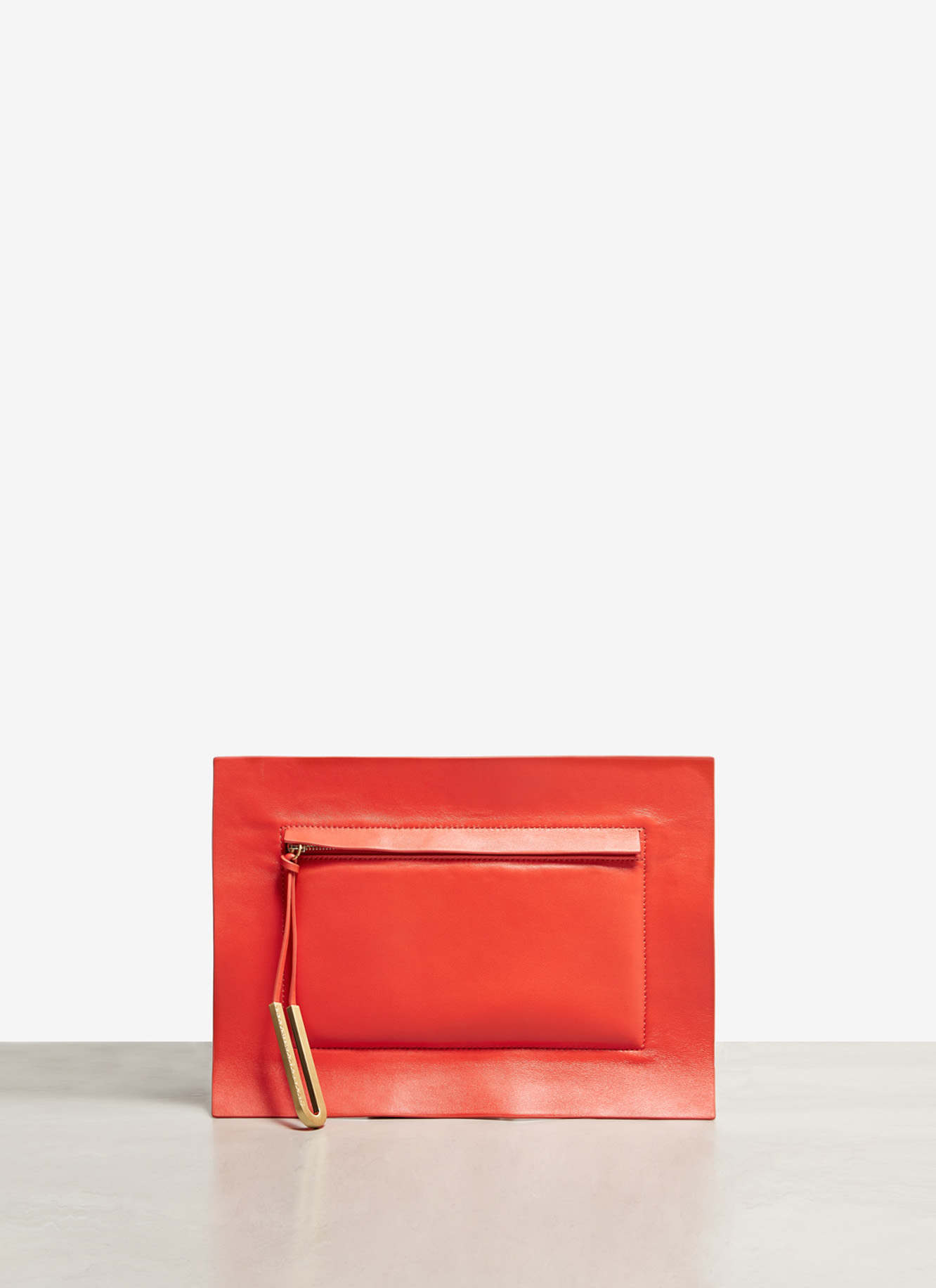 Leather clutch with signature puller image number 4